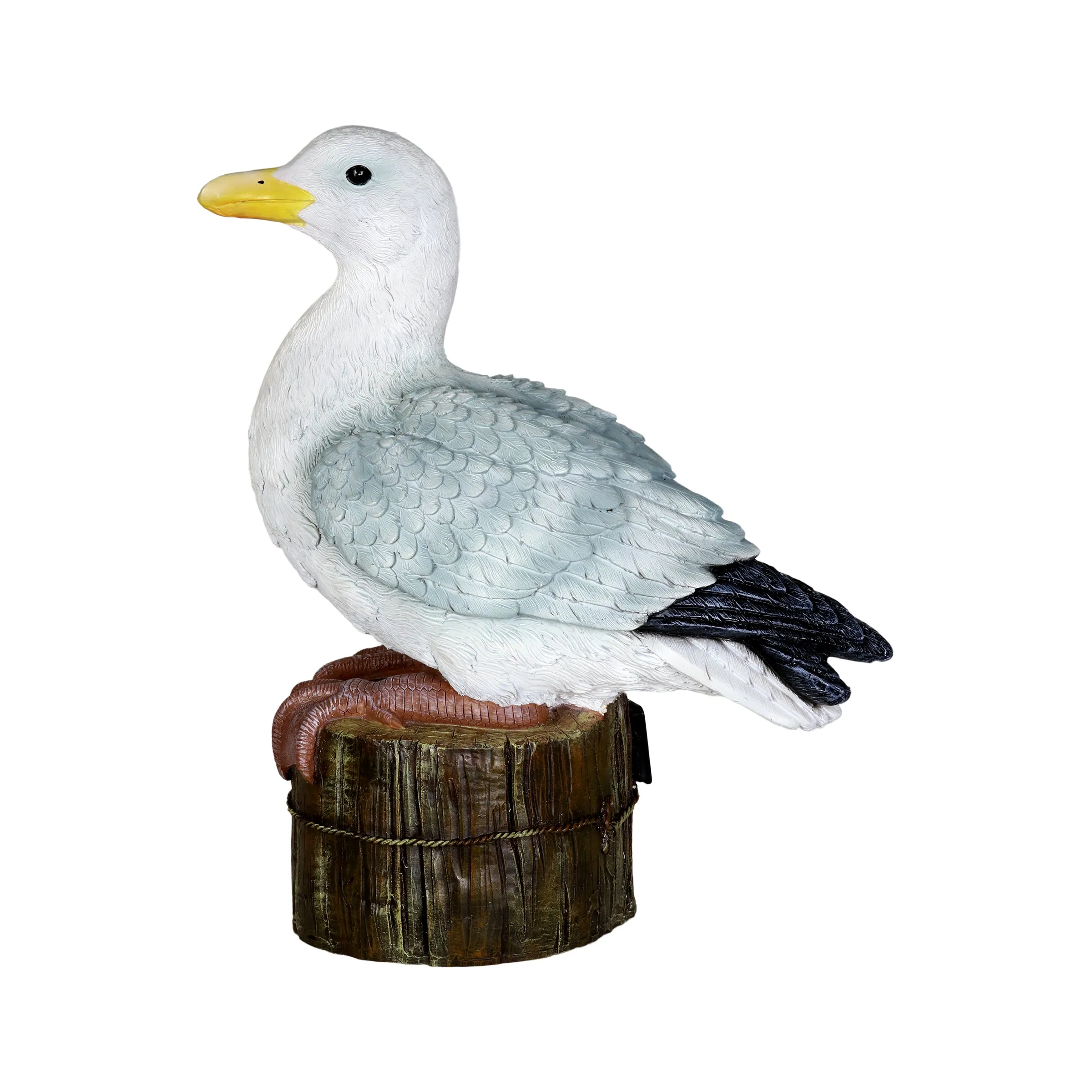 Solar Beach Seagull on a Pier Garden Statue, 15 by 16 Inches