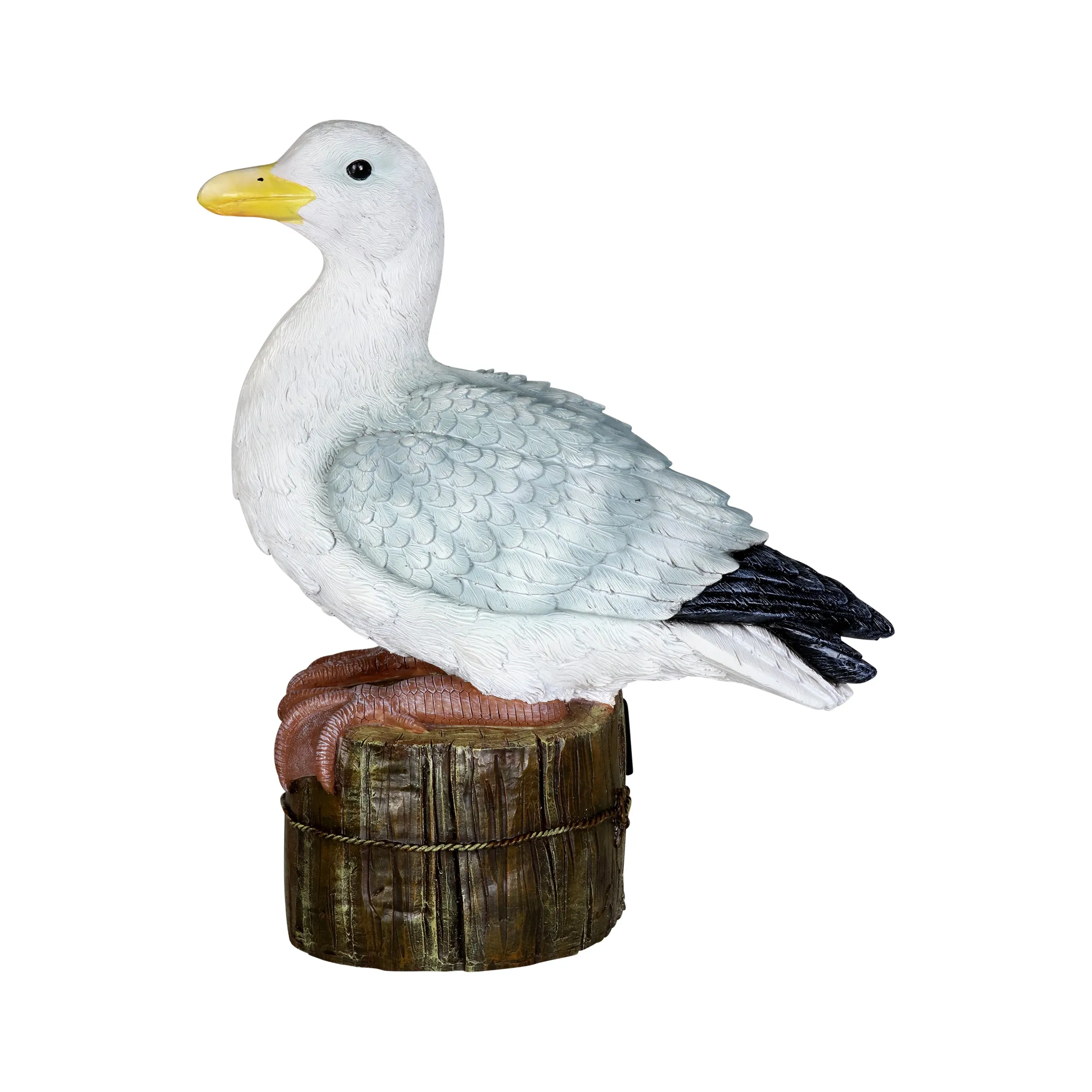 Solar Beach Seagull on a Pier Garden Statue, 15 by 16 Inches