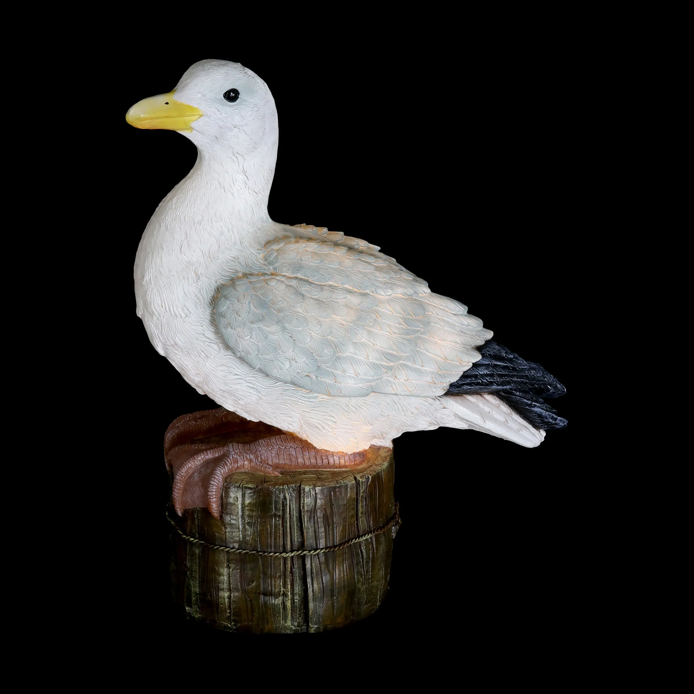 Solar Beach Seagull on a Pier Garden Statue, 15 by 16 Inches