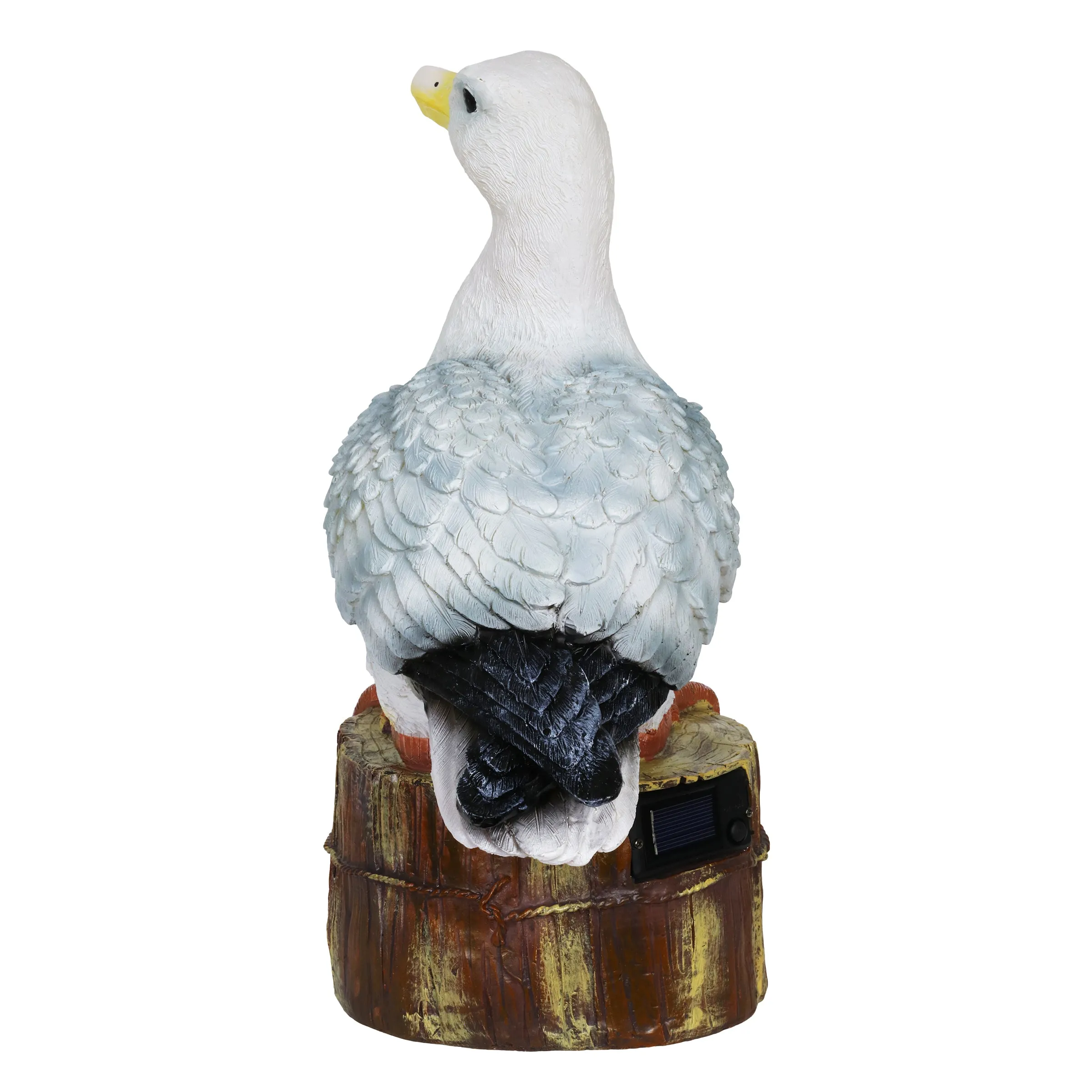 Solar Beach Seagull on a Pier Garden Statue, 15 by 16 Inches