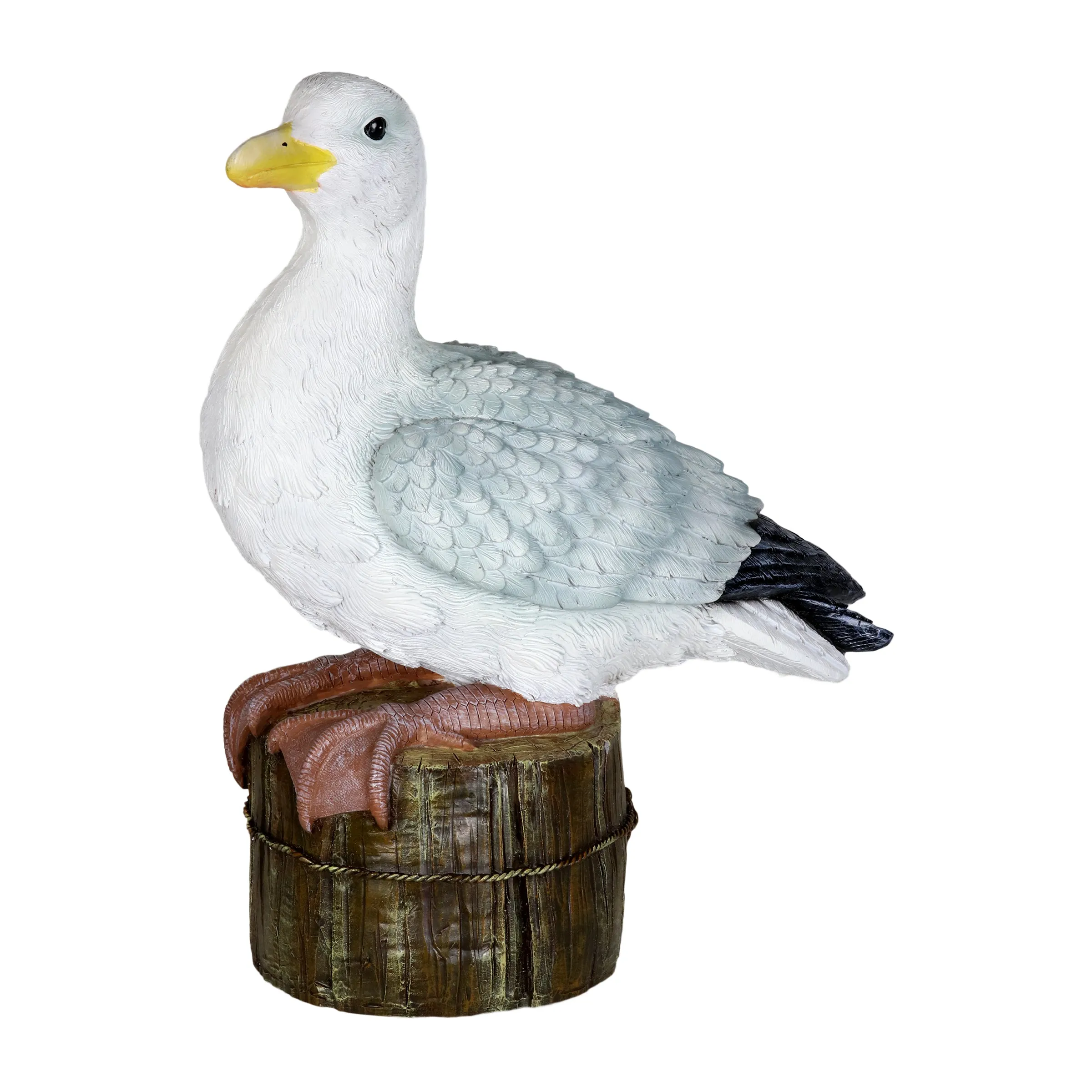 Solar Beach Seagull on a Pier Garden Statue, 15 by 16 Inches