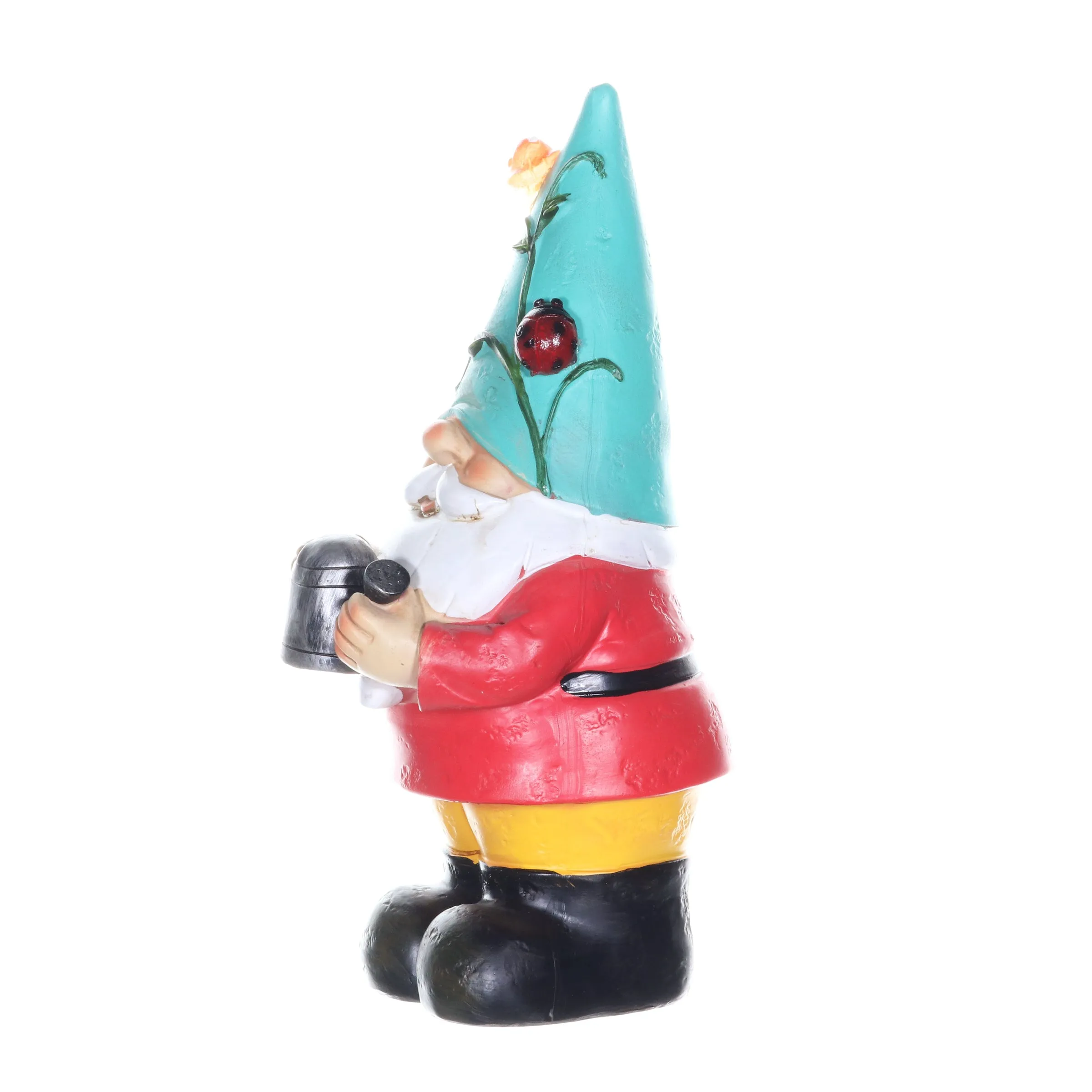 Solar Blue Hat Billy Garden Gnome Statue with Watering Can, 10 Inch