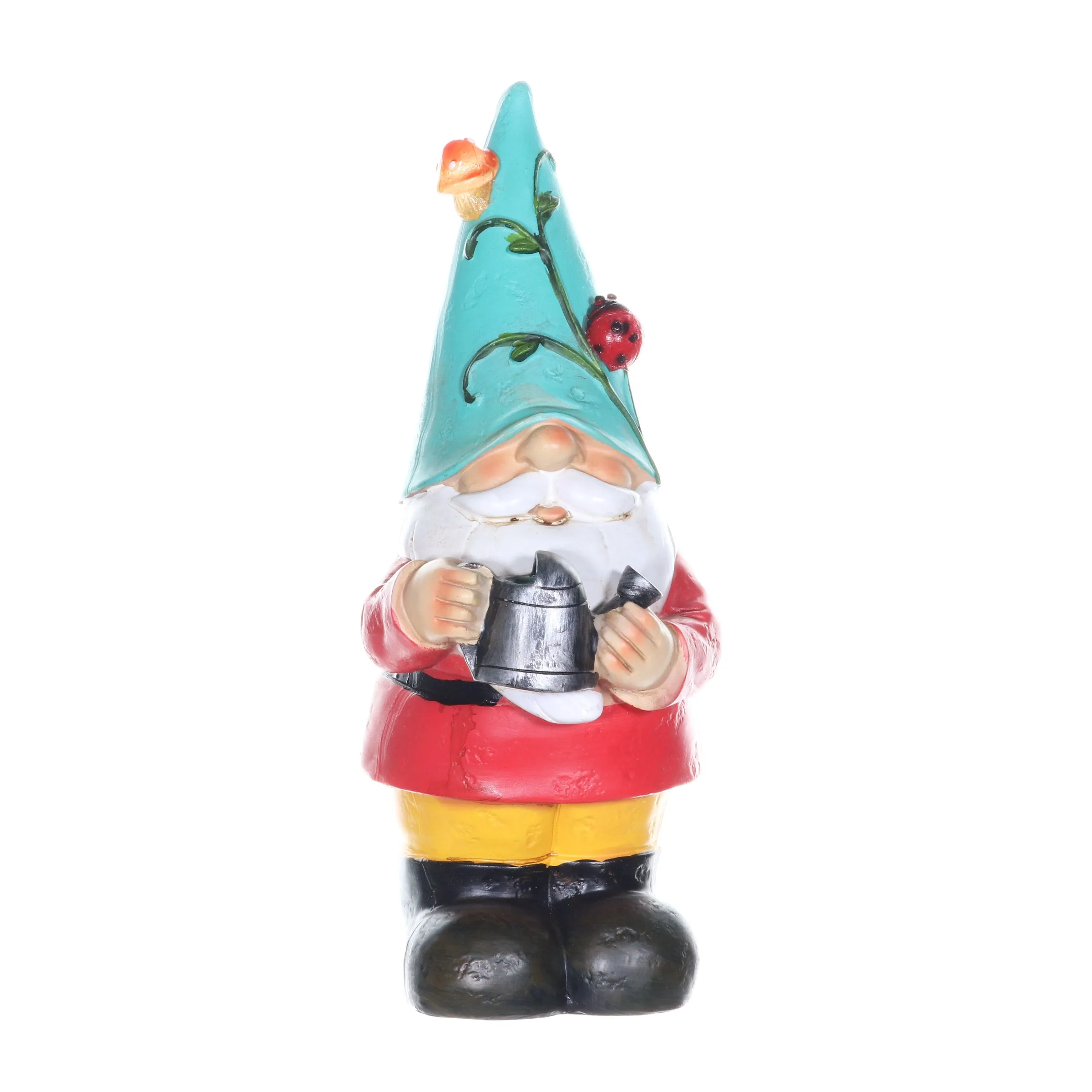 Solar Blue Hat Billy Garden Gnome Statue with Watering Can, 10 Inch