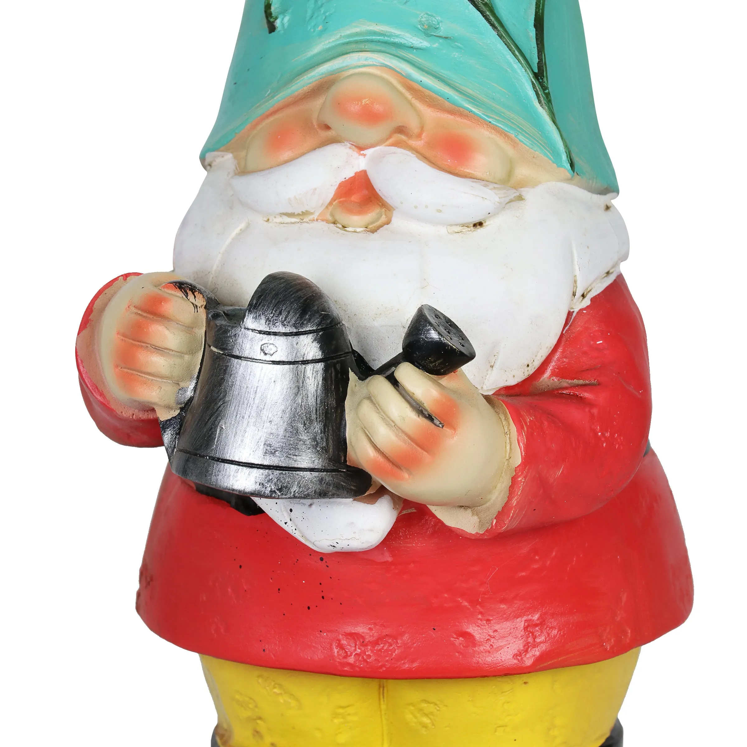 Solar Blue Hat Billy Garden Gnome Statue with Watering Can, 10 Inch