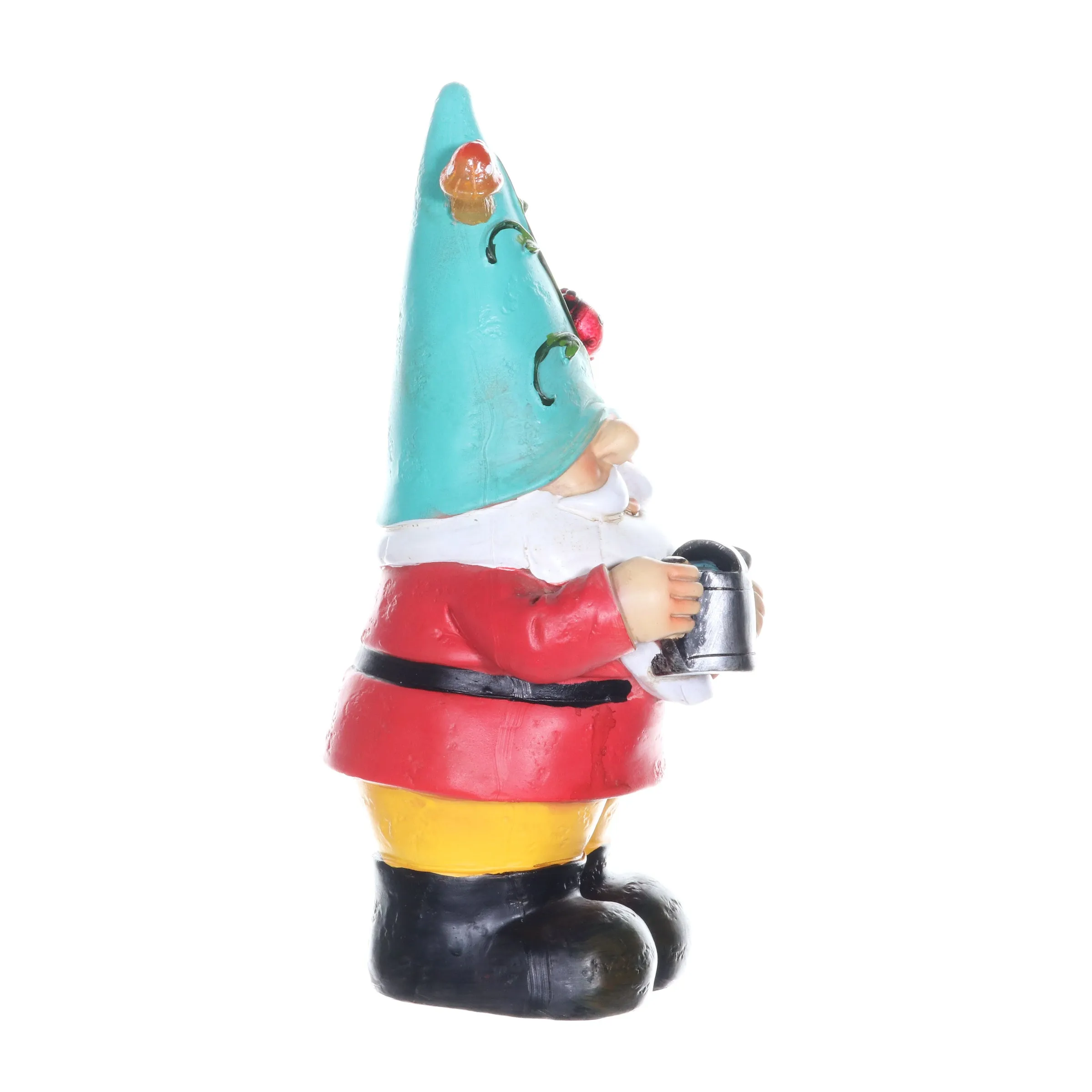 Solar Blue Hat Billy Garden Gnome Statue with Watering Can, 10 Inch