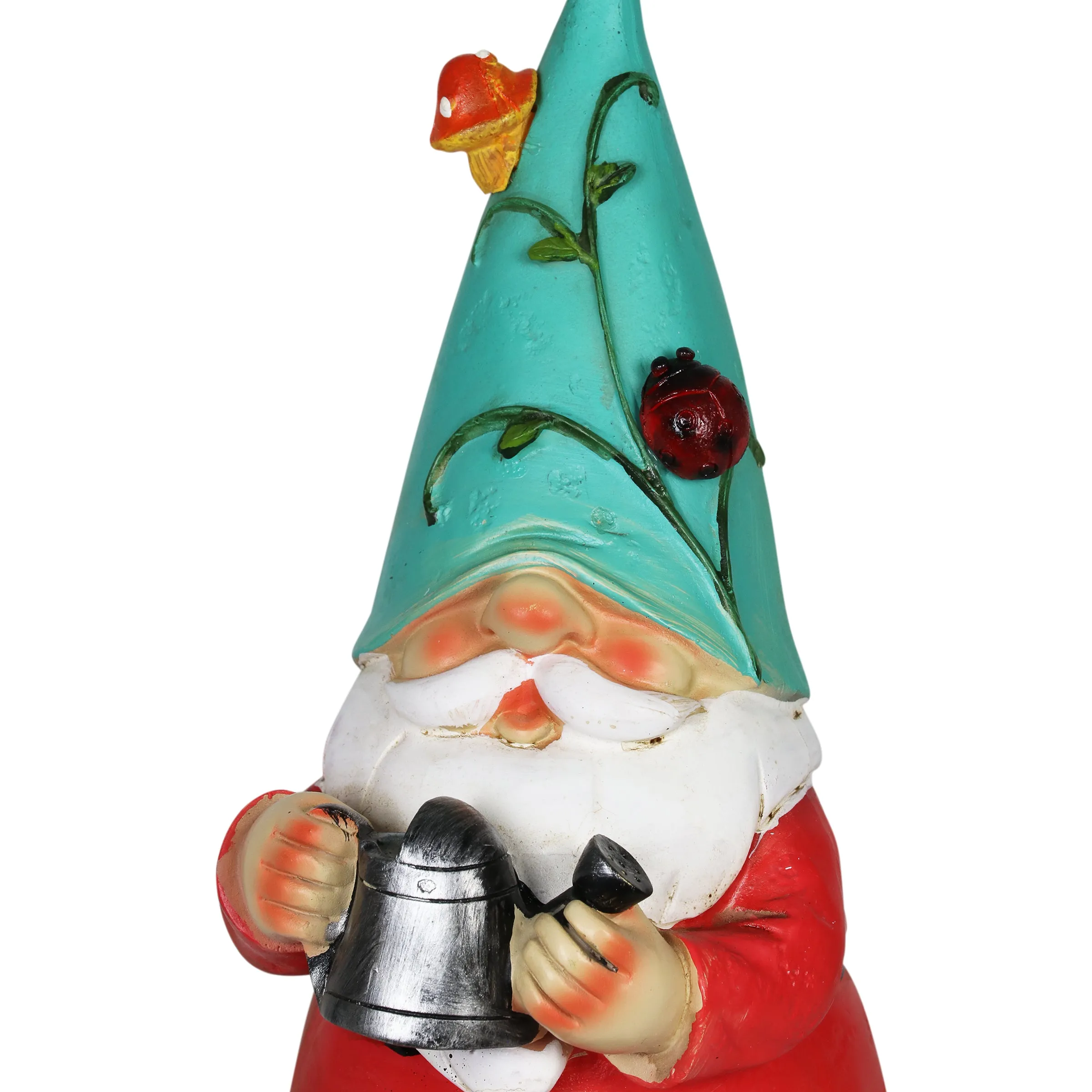 Solar Blue Hat Billy Garden Gnome Statue with Watering Can, 10 Inch