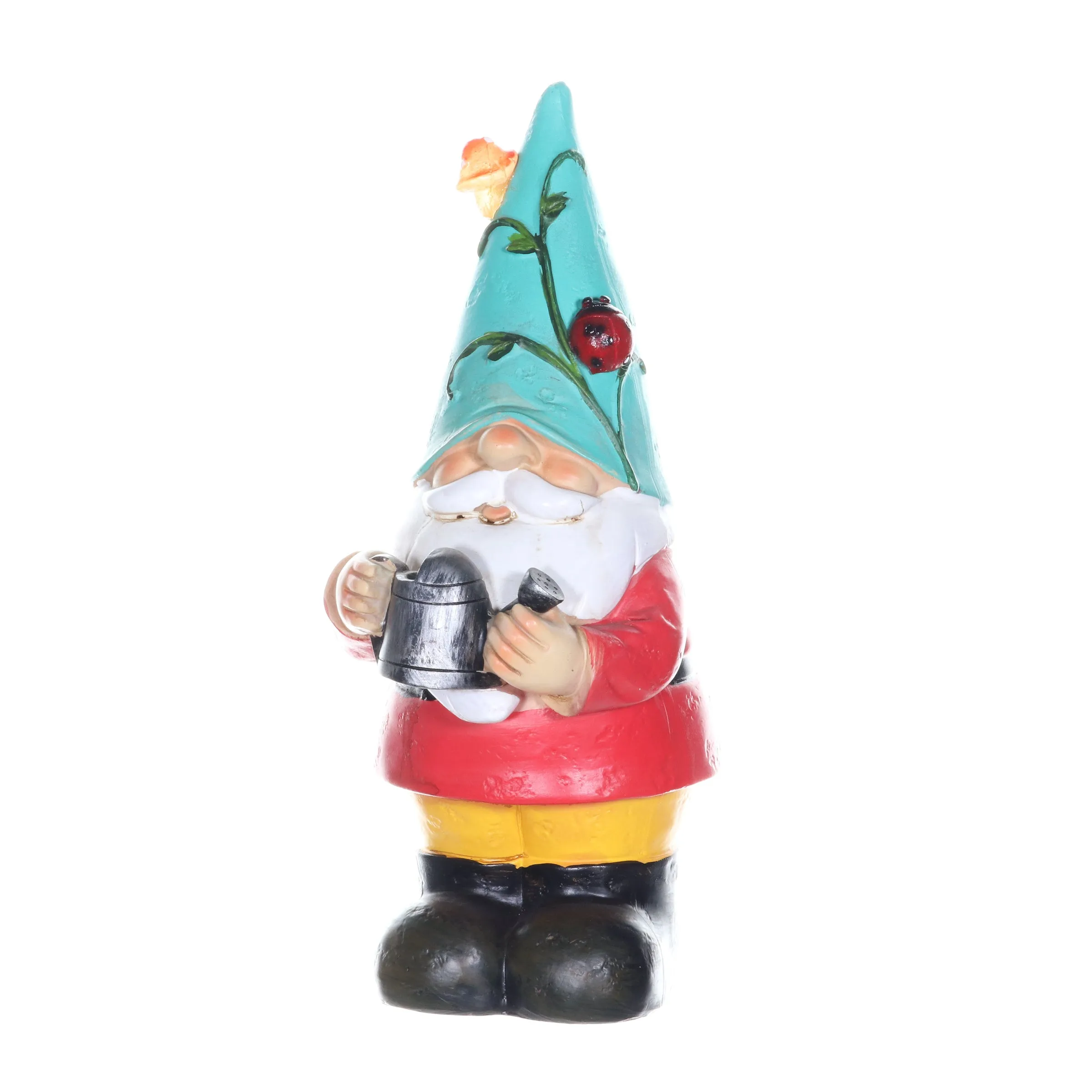 Solar Blue Hat Billy Garden Gnome Statue with Watering Can, 10 Inch