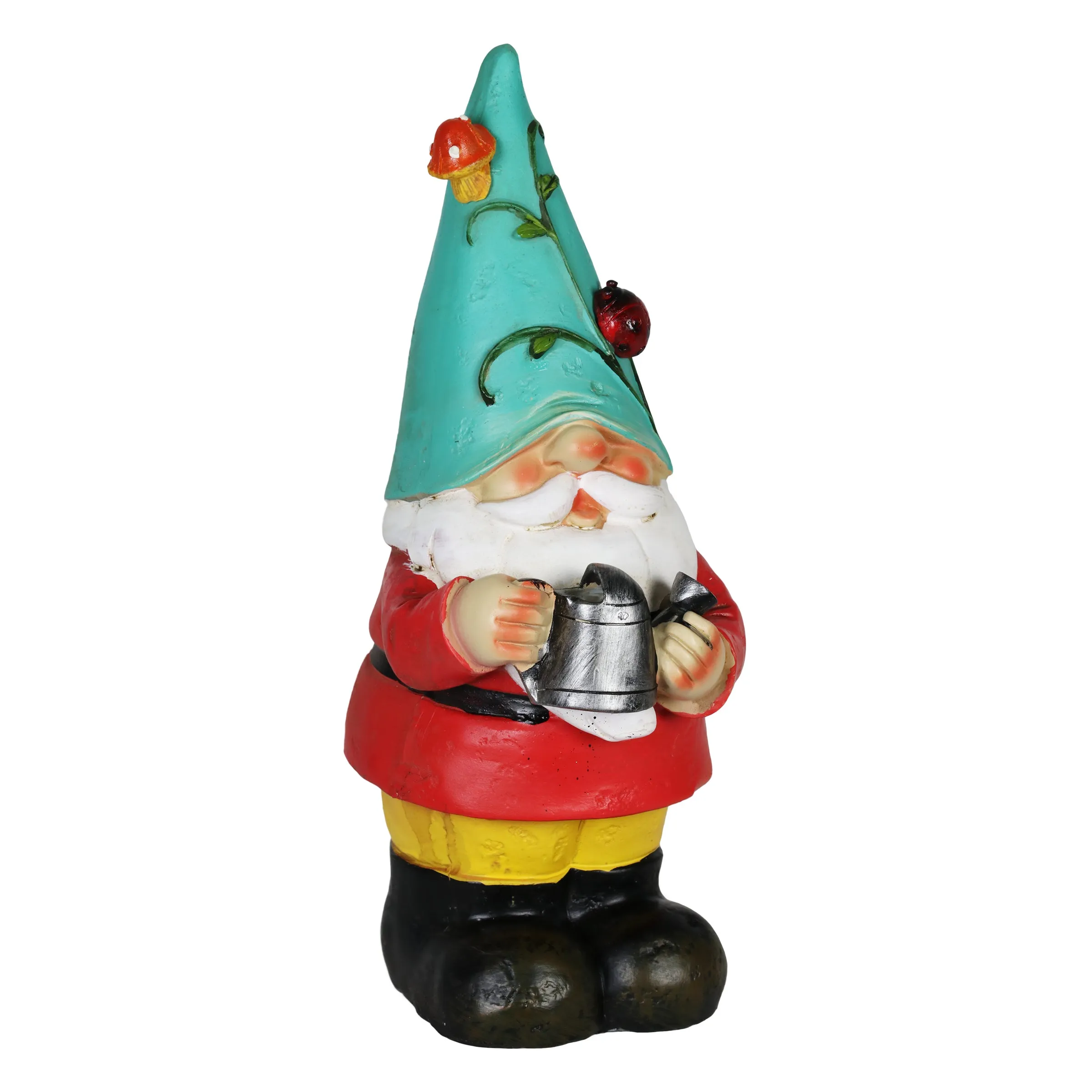 Solar Blue Hat Billy Garden Gnome Statue with Watering Can, 10 Inch