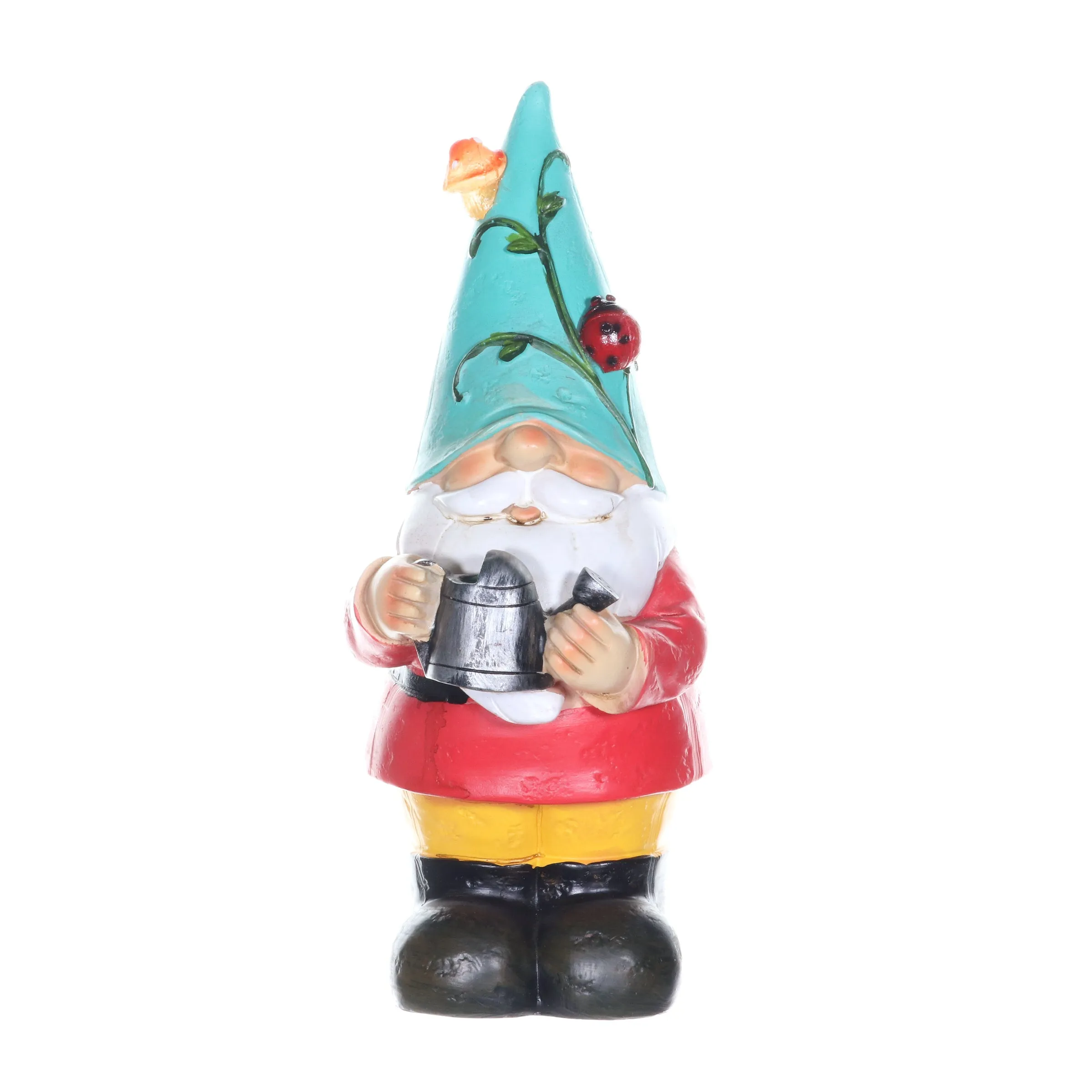 Solar Blue Hat Billy Garden Gnome Statue with Watering Can, 10 Inch