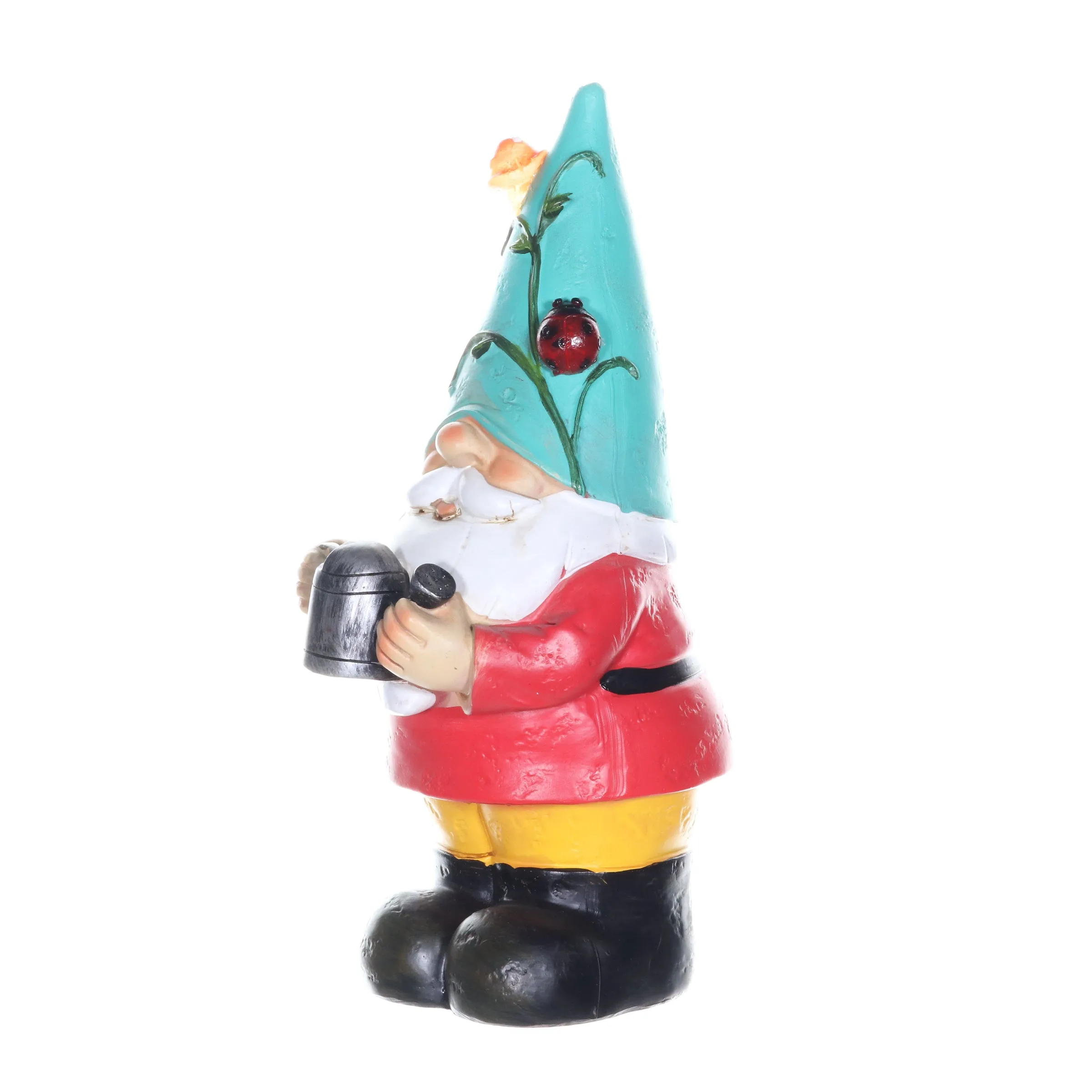 Solar Blue Hat Billy Garden Gnome Statue with Watering Can, 10 Inch