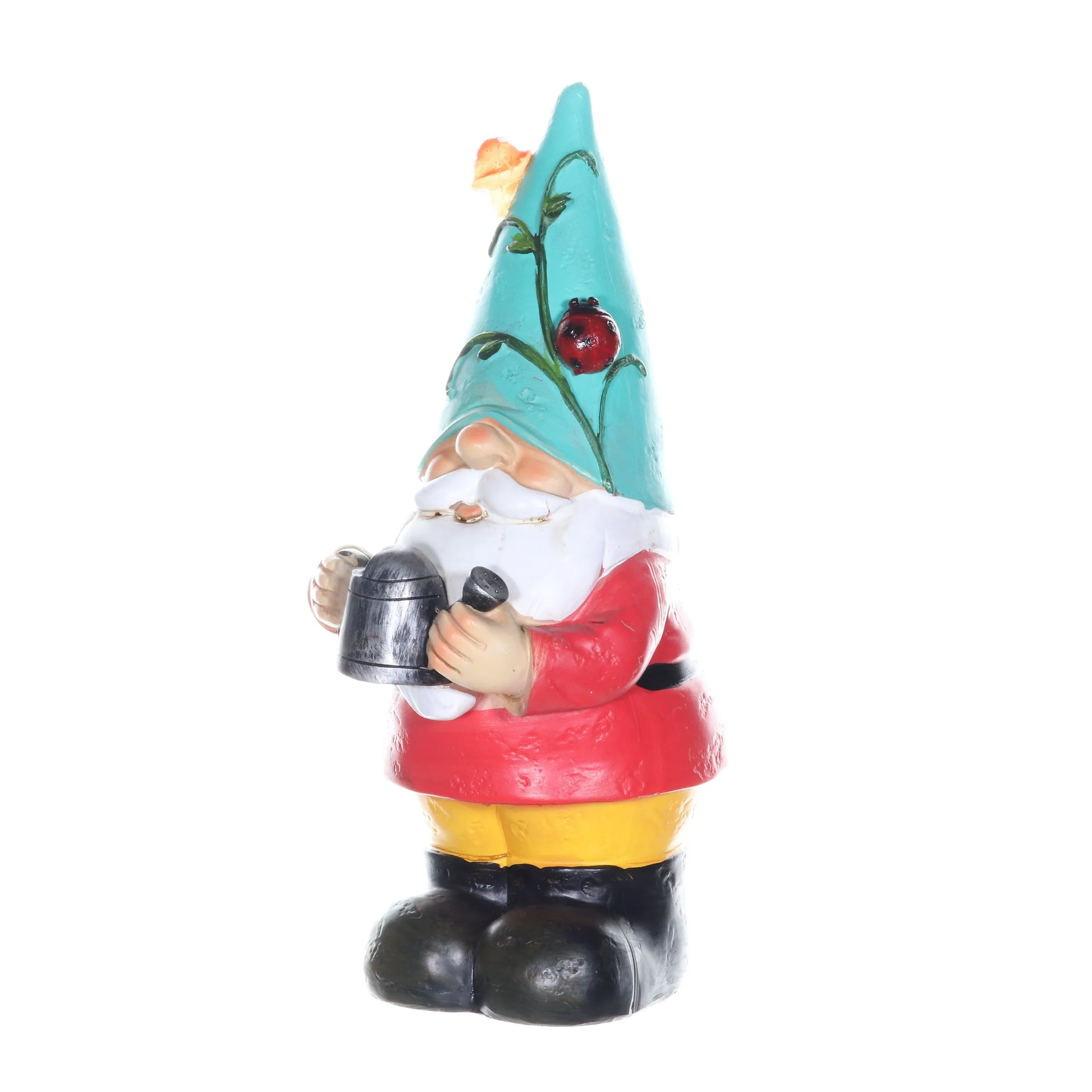 Solar Blue Hat Billy Garden Gnome Statue with Watering Can, 10 Inch