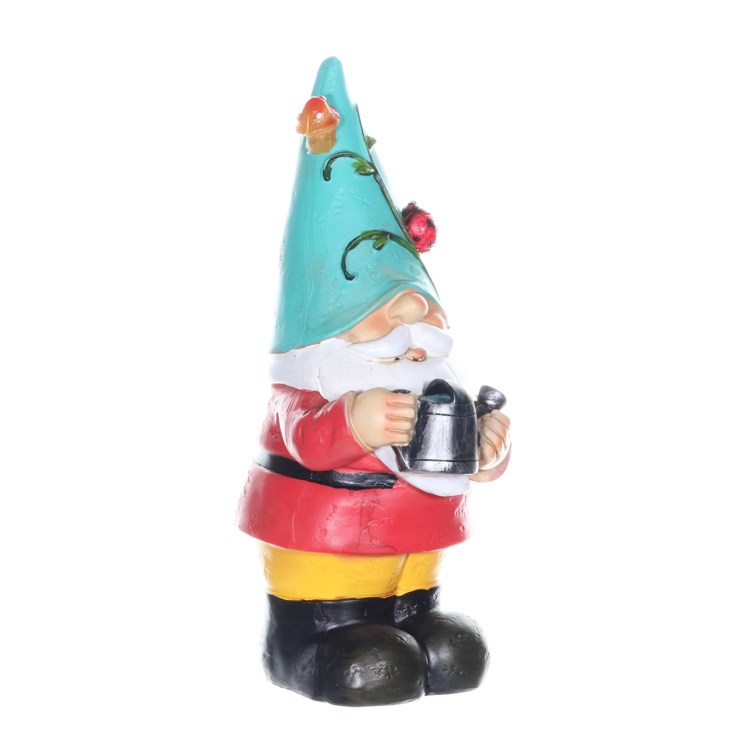 Solar Blue Hat Billy Garden Gnome Statue with Watering Can, 10 Inch