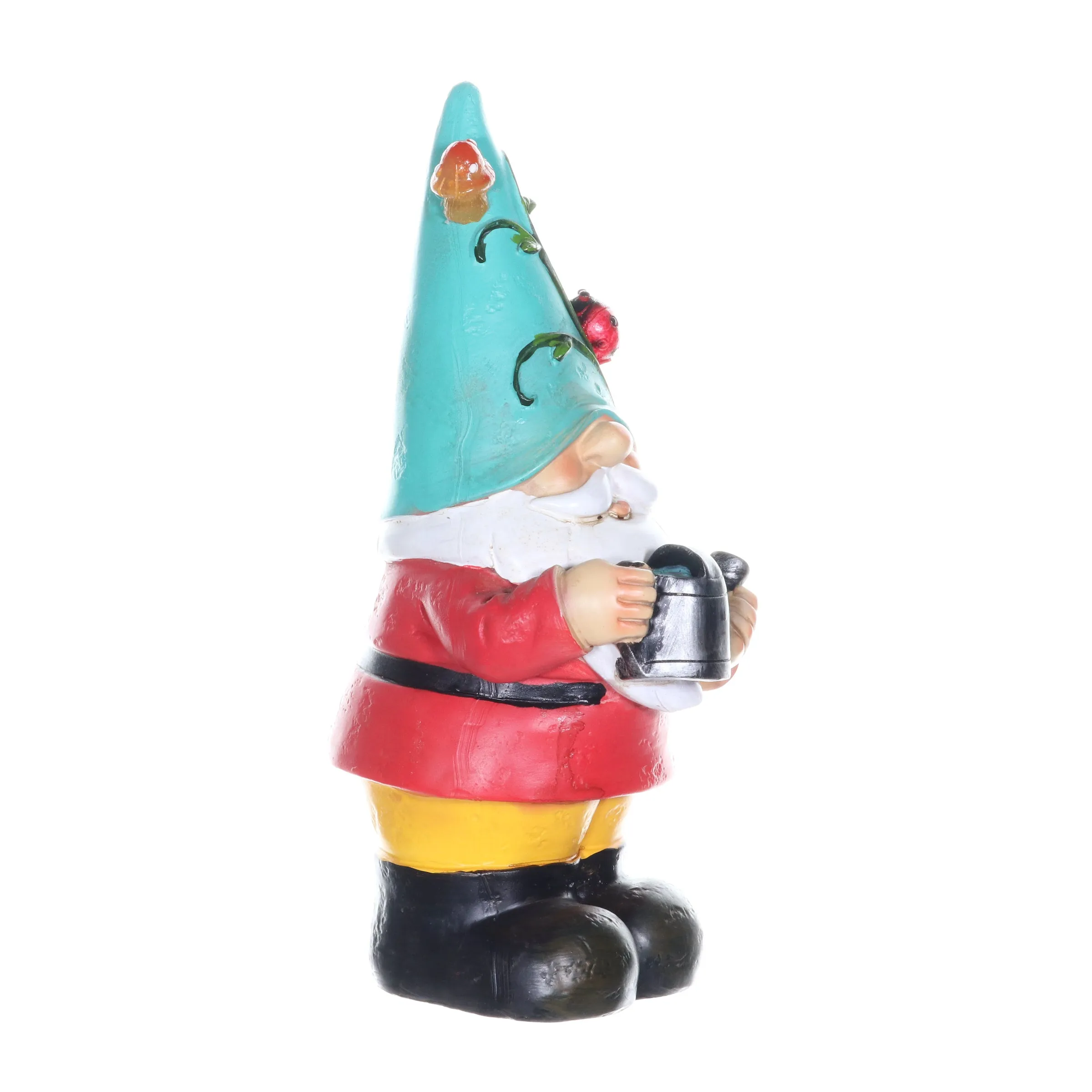 Solar Blue Hat Billy Garden Gnome Statue with Watering Can, 10 Inch