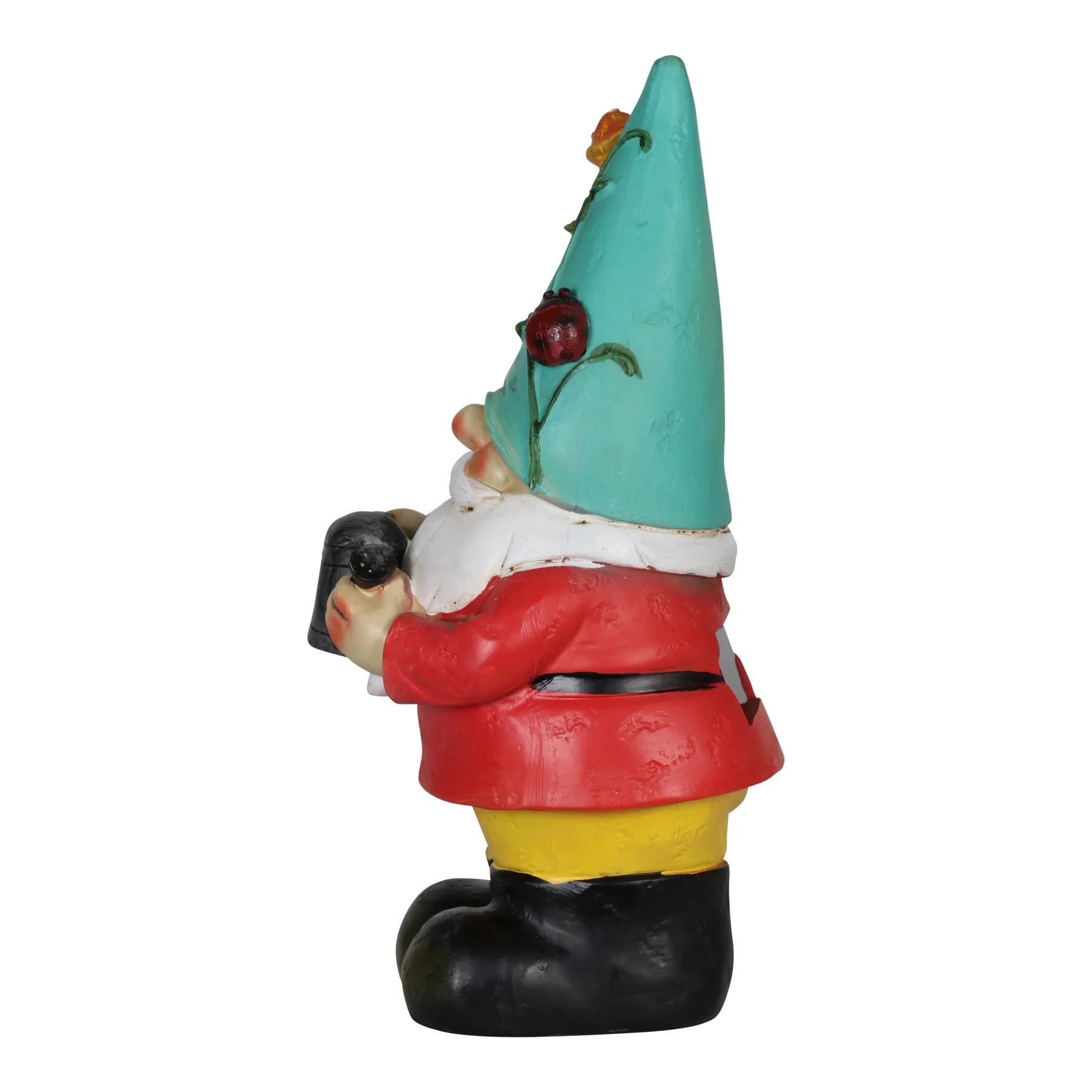 Solar Blue Hat Billy Garden Gnome Statue with Watering Can, 10 Inch