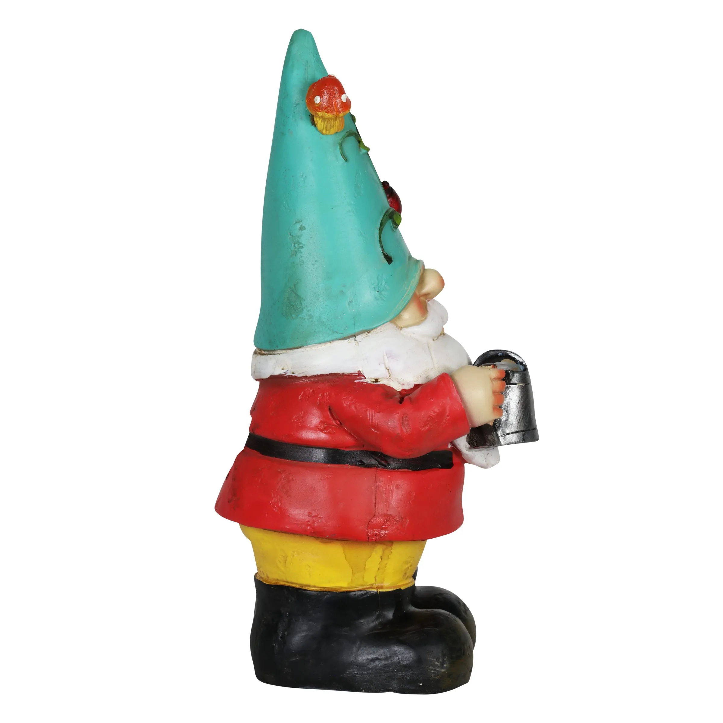 Solar Blue Hat Billy Garden Gnome Statue with Watering Can, 10 Inch