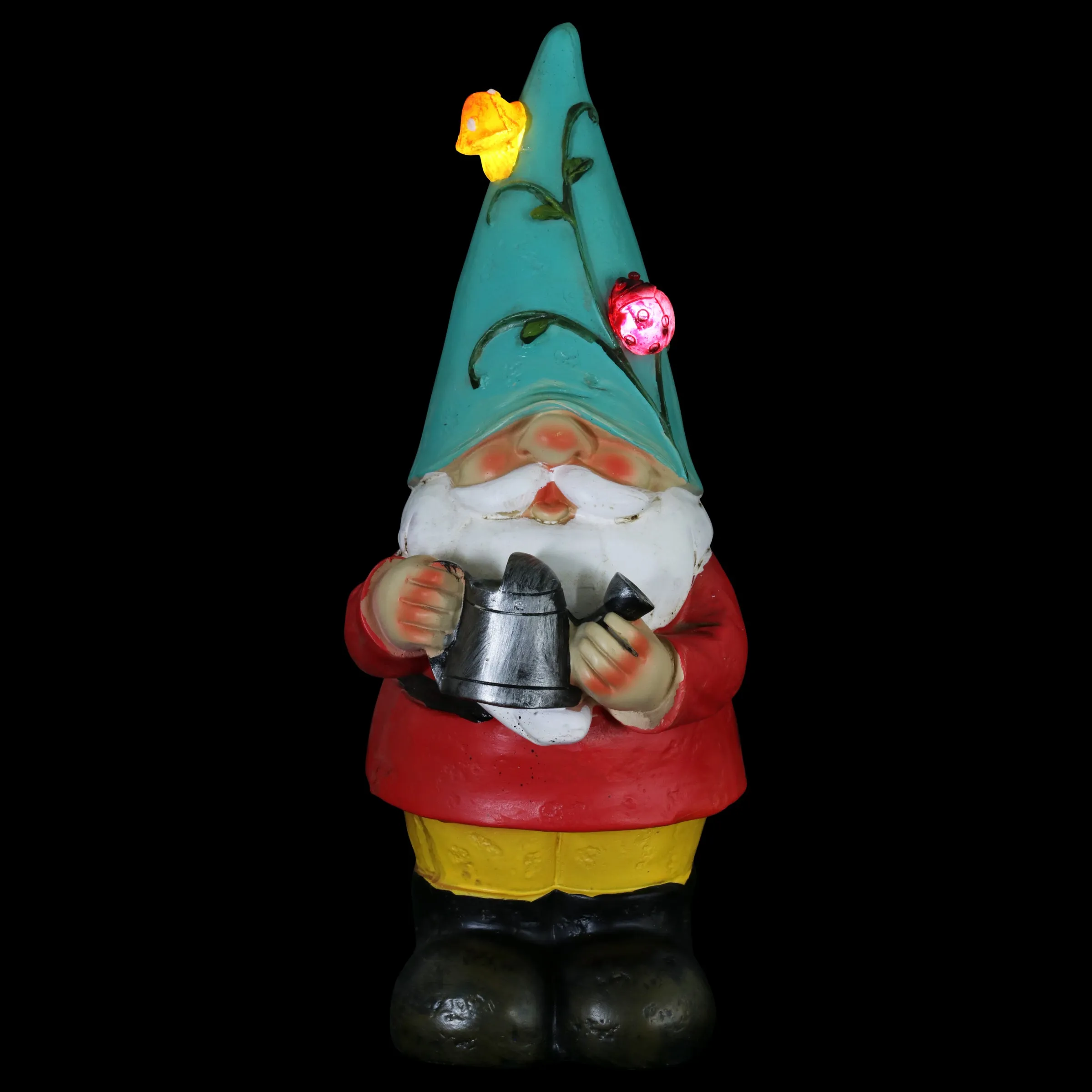 Solar Blue Hat Billy Garden Gnome Statue with Watering Can, 10 Inch