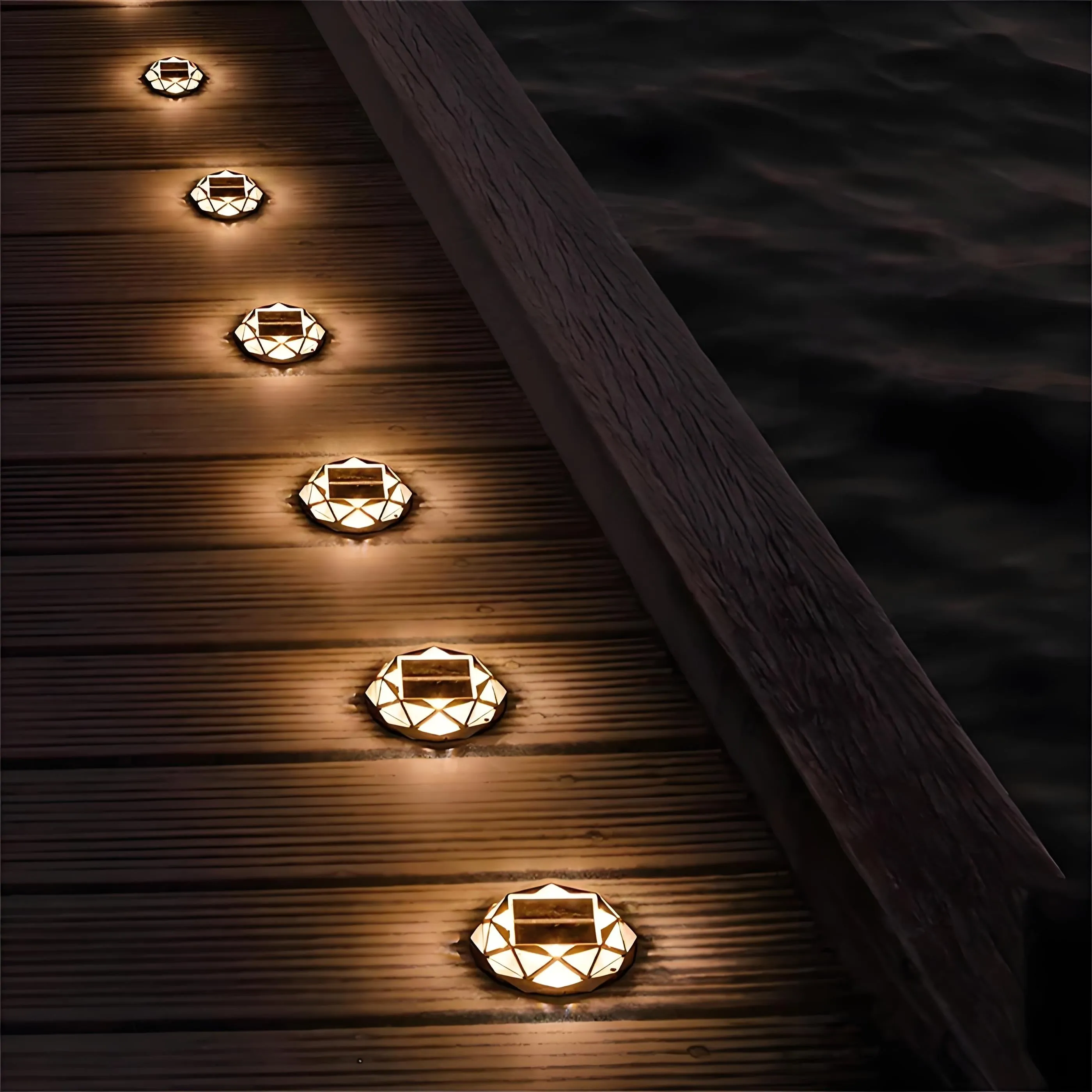 Solar Deck Lights , Solar Driveway Lights Outdoor Waterproof for Road Markers Driveway Sidewalk Pathway Garden Lake Boat Dock