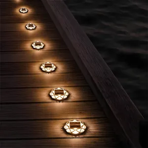 Solar Deck Lights , Solar Driveway Lights Outdoor Waterproof for Road Markers Driveway Sidewalk Pathway Garden Lake Boat Dock