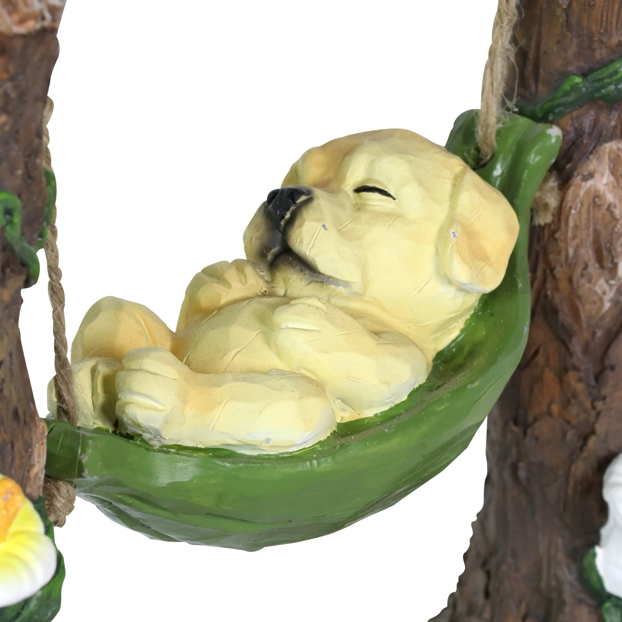 Solar Dog in a Welcome Hammock Hand Painted Garden Statuary, 9.5 by 10.5 Inches