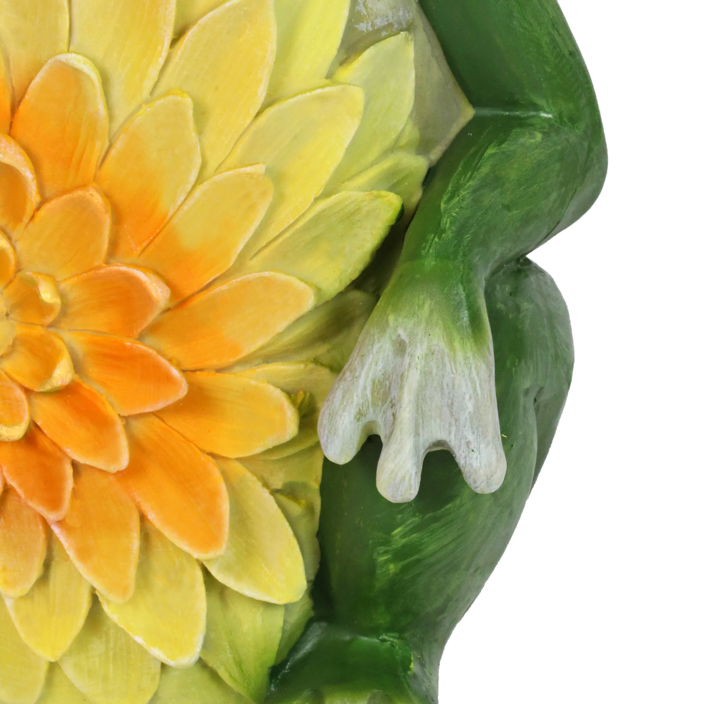 Solar Garden Frog Statue with Fiber Optic Color Changing Butterfly, 12 Inch