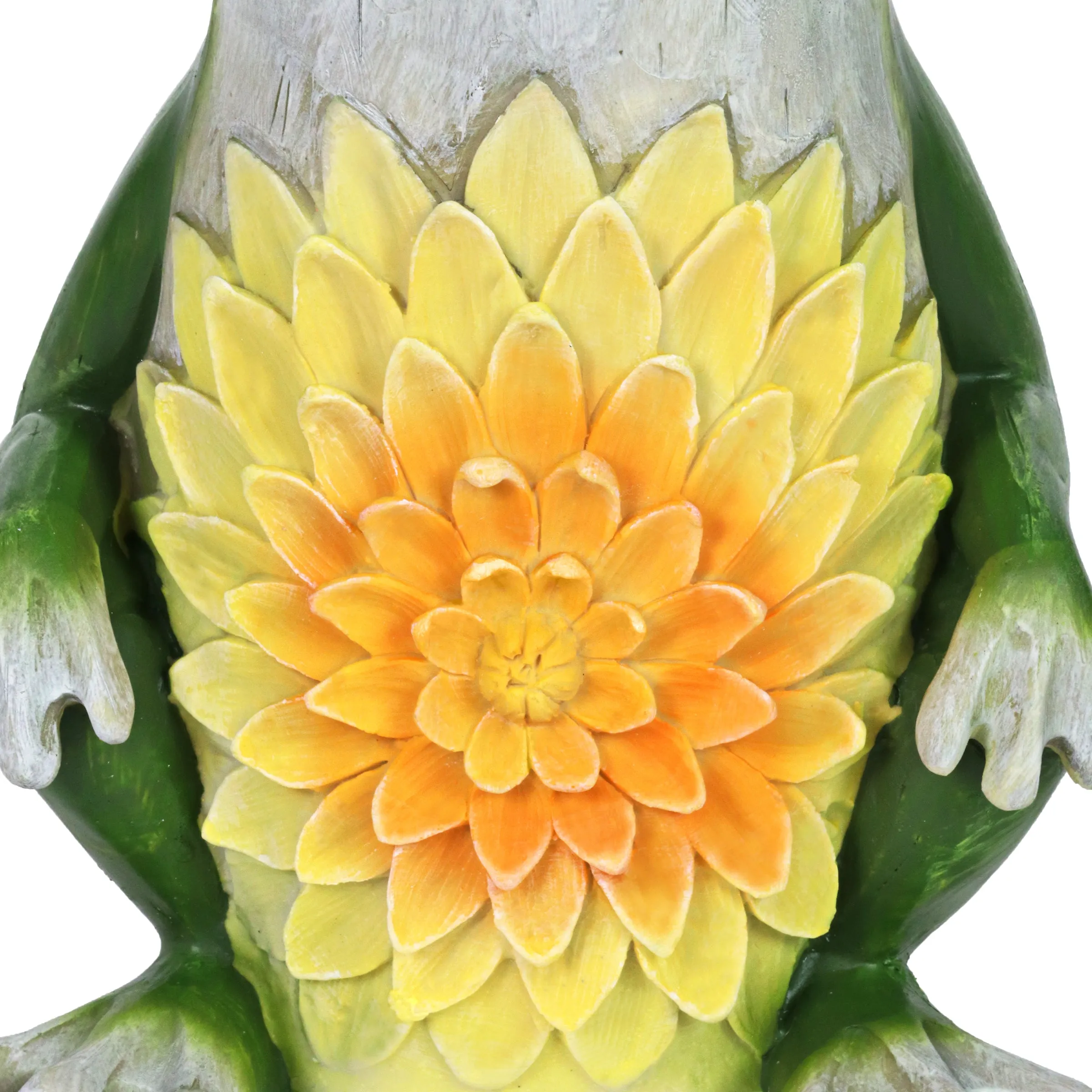 Solar Garden Frog Statue with Fiber Optic Color Changing Butterfly, 12 Inch