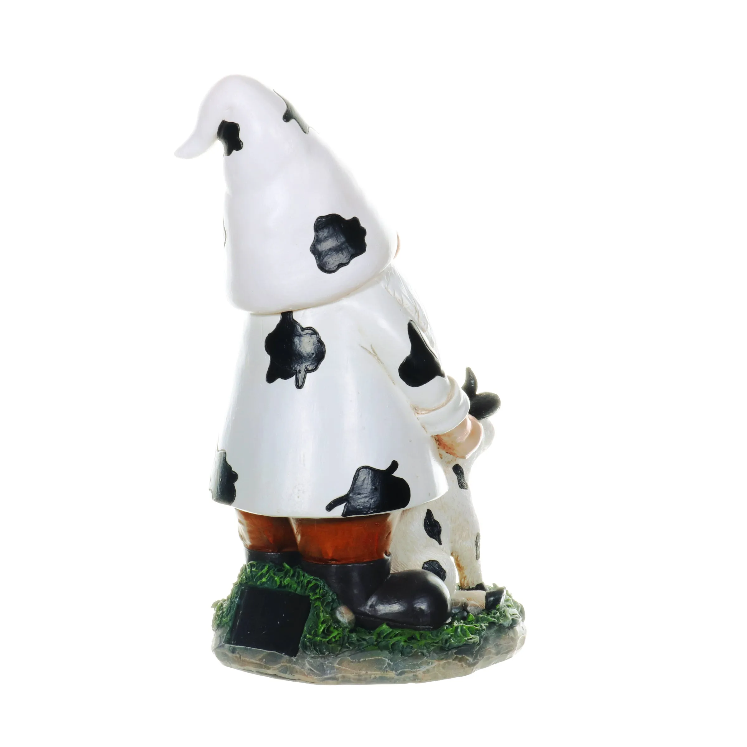Solar Gnome with Cow Print Hat and Calf Statue, 6.5 by 10 Inches