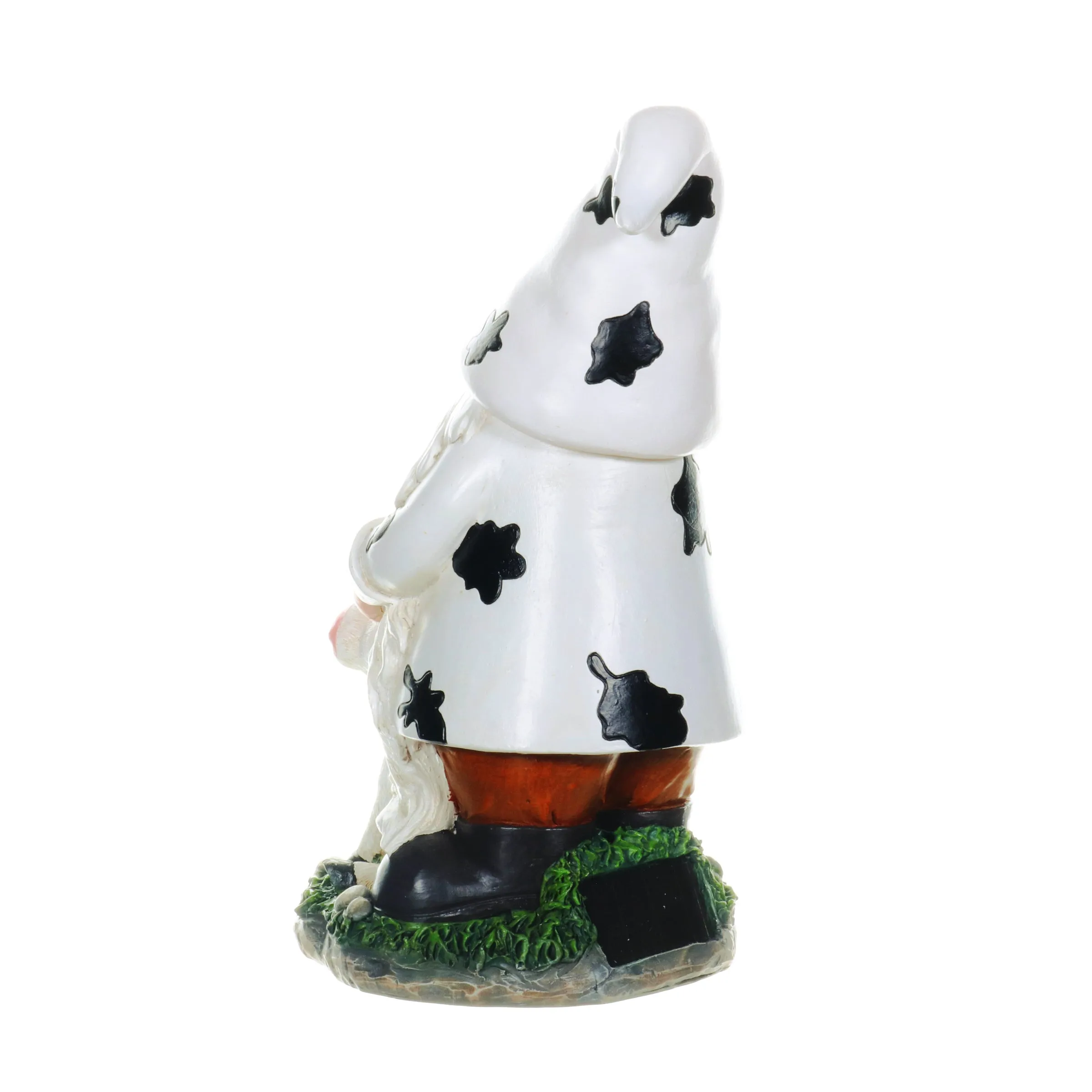 Solar Gnome with Cow Print Hat and Calf Statue, 6.5 by 10 Inches