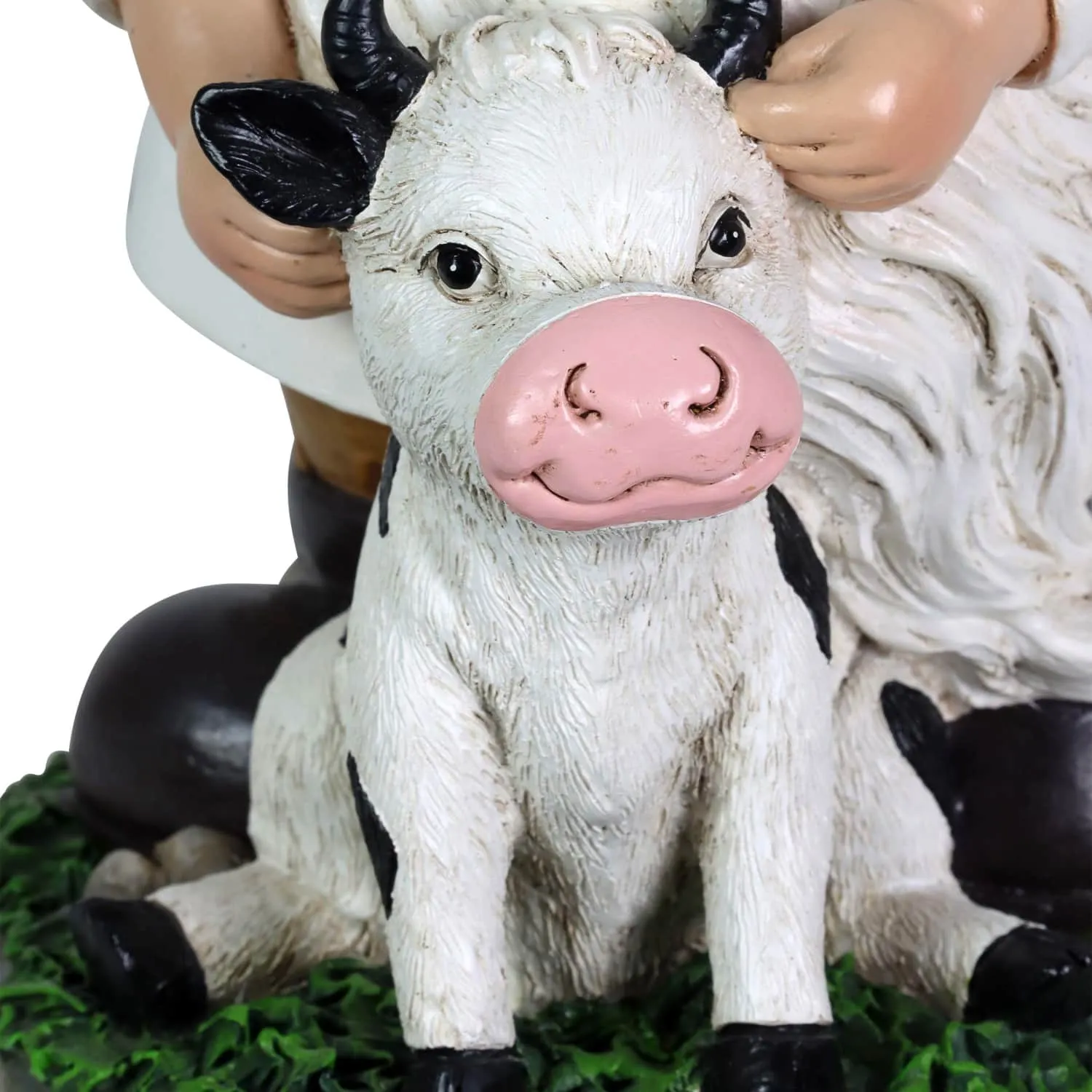 Solar Gnome with Cow Print Hat and Calf Statue, 6.5 by 10 Inches