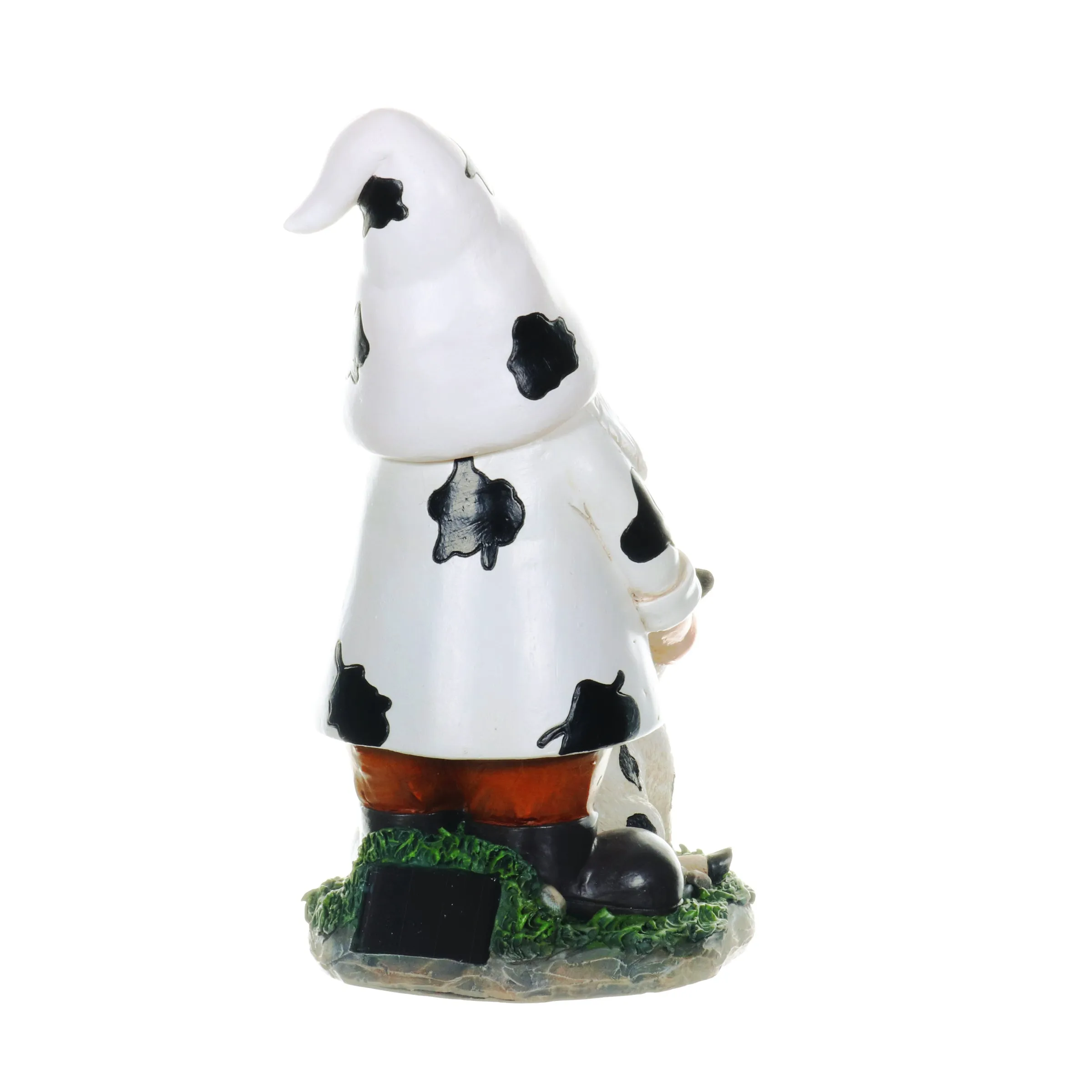 Solar Gnome with Cow Print Hat and Calf Statue, 6.5 by 10 Inches