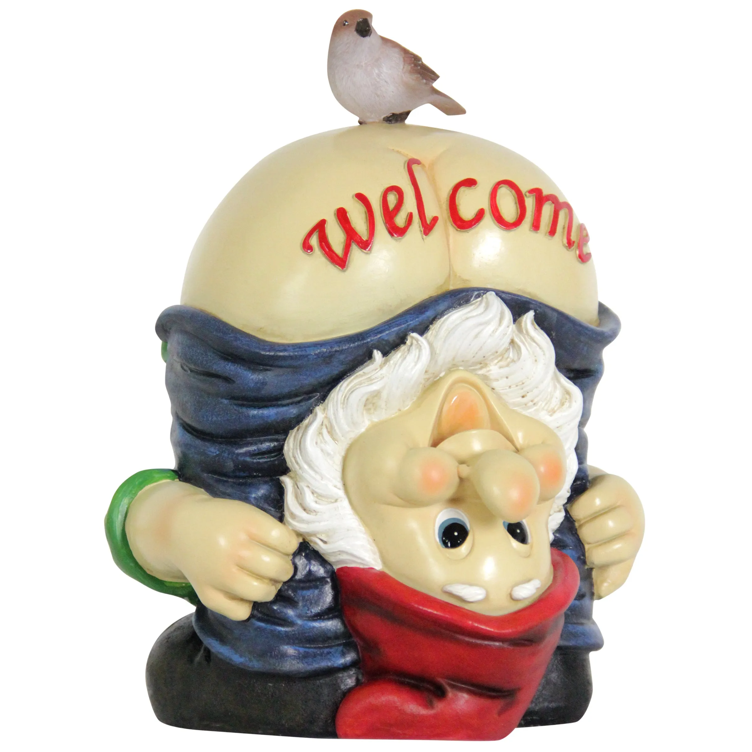 Solar Good Time Full Moon Morty Gnome Welcome Sign Garden Statue, 12 Inch