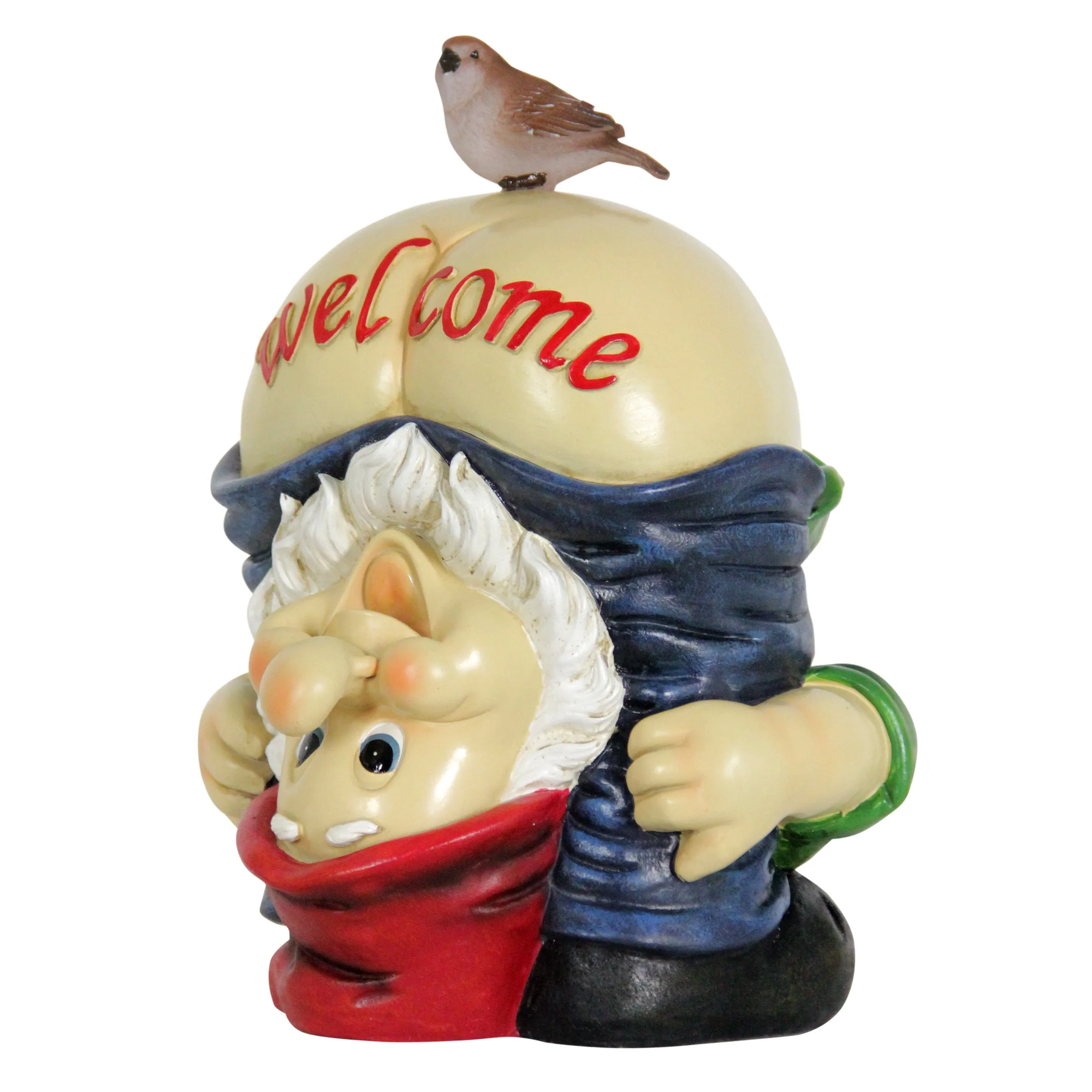 Solar Good Time Full Moon Morty Gnome Welcome Sign Garden Statue, 12 Inch