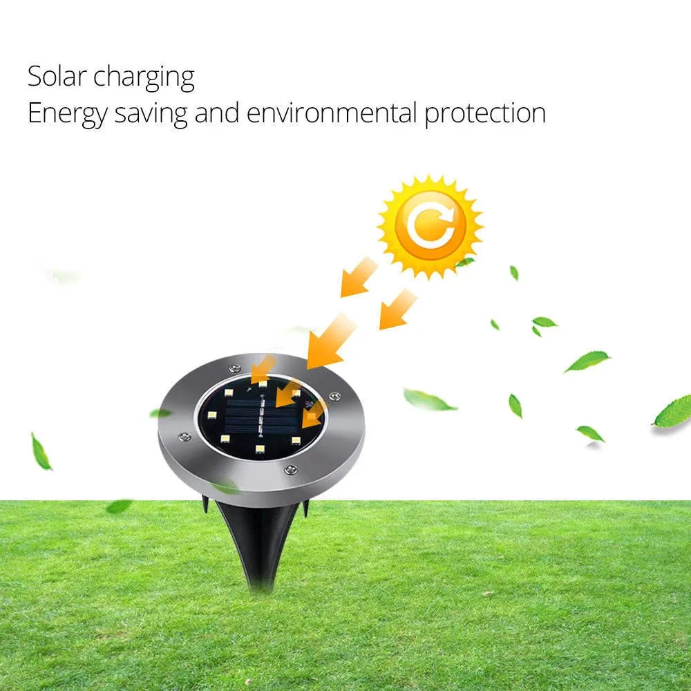 Solar Ground Outdoor Light Waterproof for Pathway Garden Path Yard Landscape Garden Fence Disk Lights