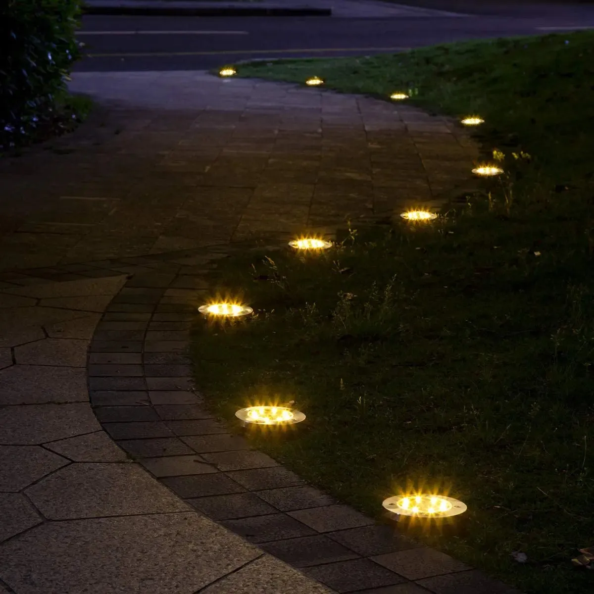 Solar Ground Outdoor Light Waterproof for Pathway Garden Path Yard Landscape Garden Fence Disk Lights