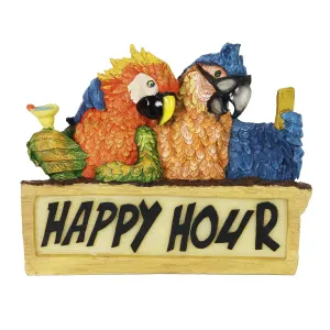 Solar Happy Hour Parrot Marquee Garden Statue, 12 by 10 Inches