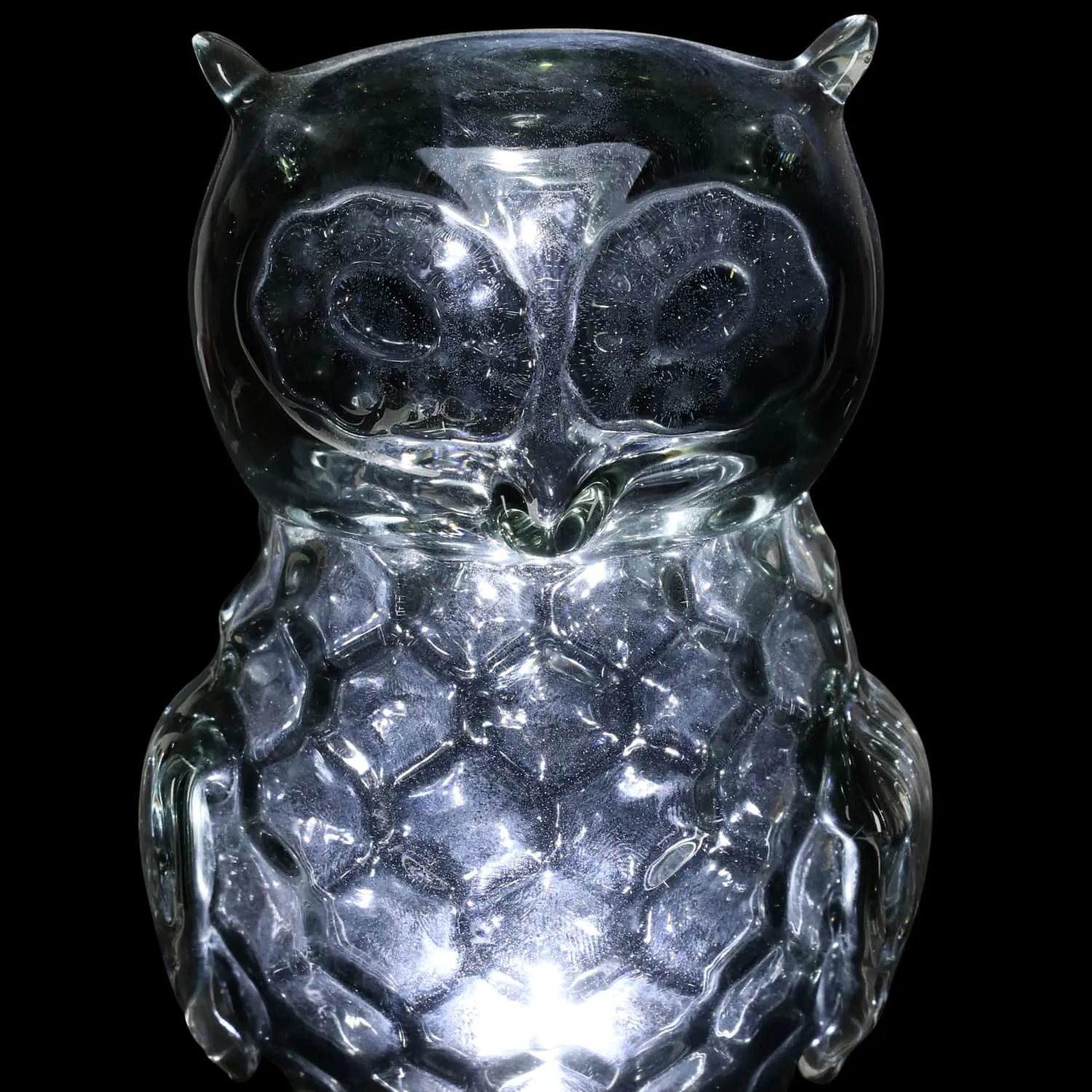 Solar Honeycomb Glass Owl Garden Stake in Grey, 32 Inch