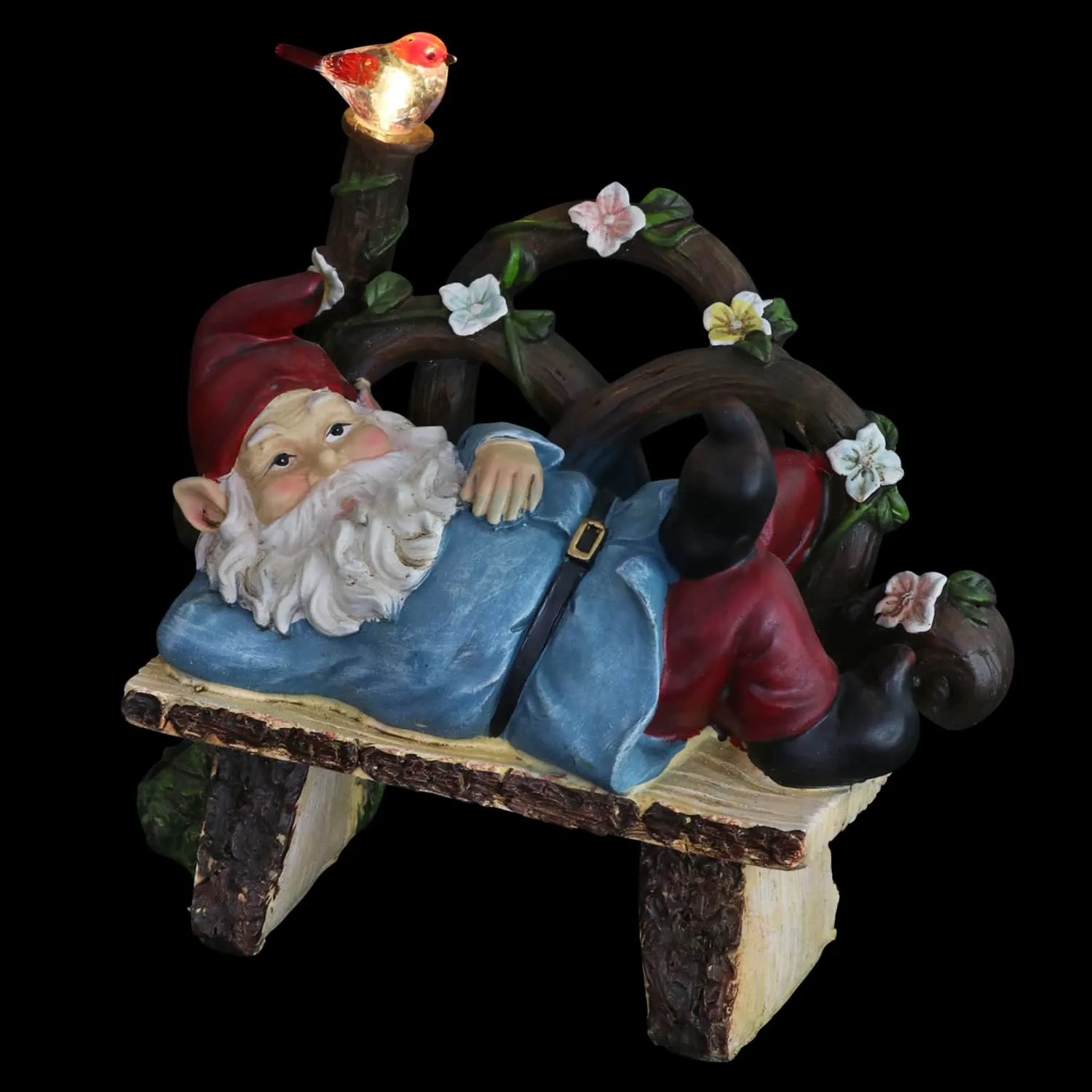 Solar Park Bench Pat Gnome Statuary, 10 Inch
