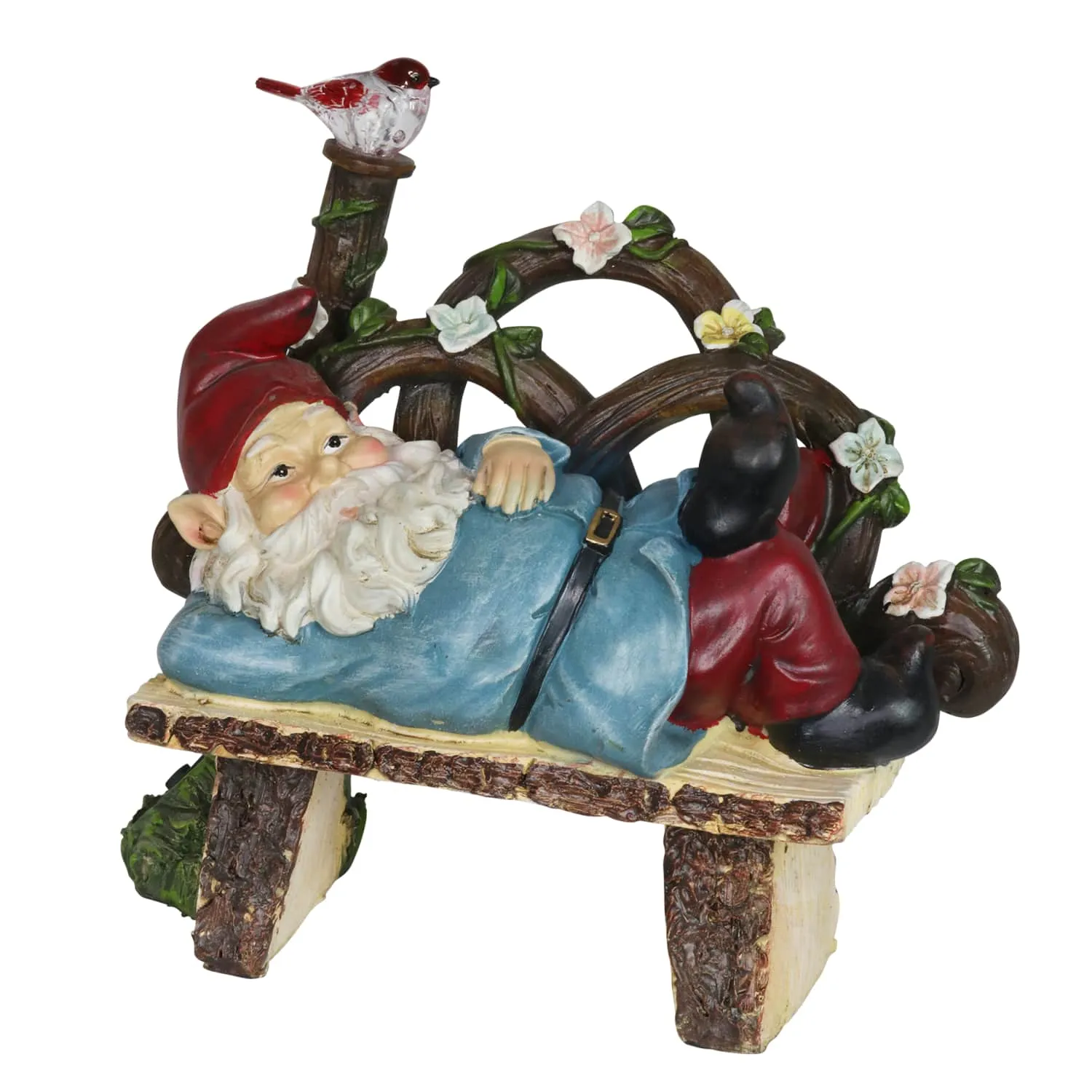 Solar Park Bench Pat Gnome Statuary, 10 Inch