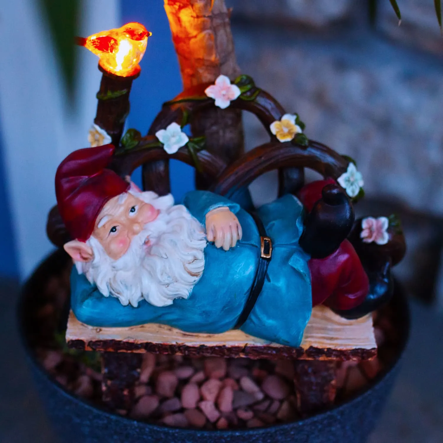 Solar Park Bench Pat Gnome Statuary, 10 Inch