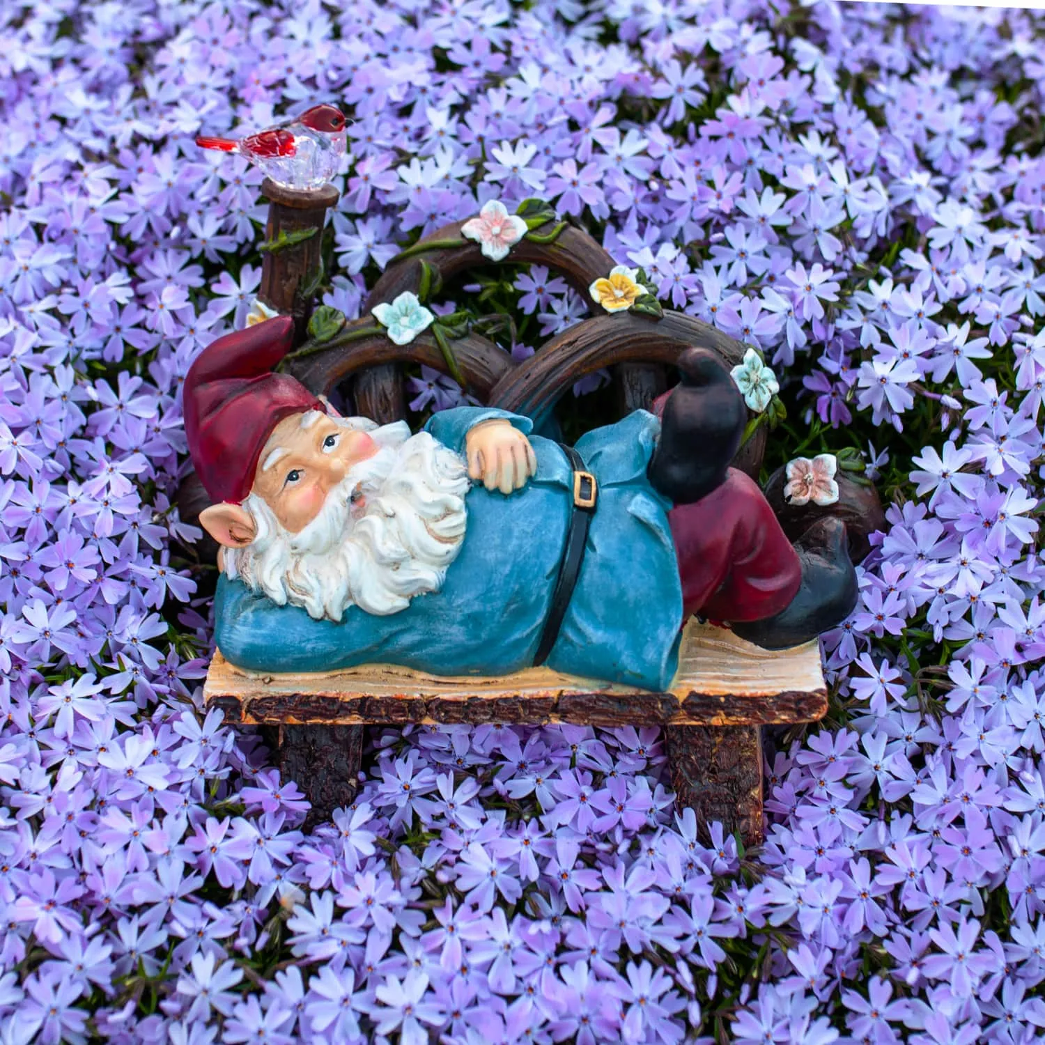 Solar Park Bench Pat Gnome Statuary, 10 Inch