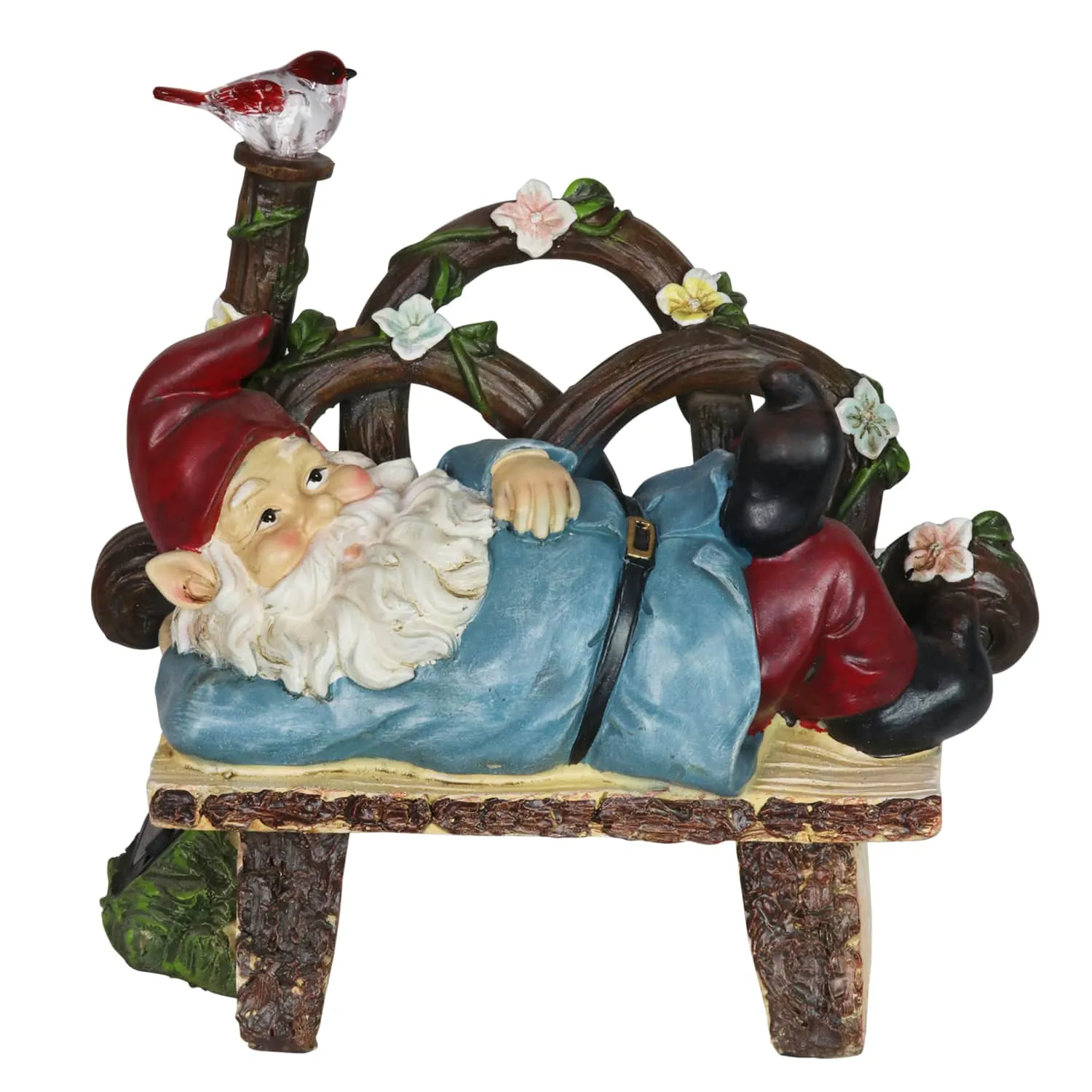 Solar Park Bench Pat Gnome Statuary, 10 Inch