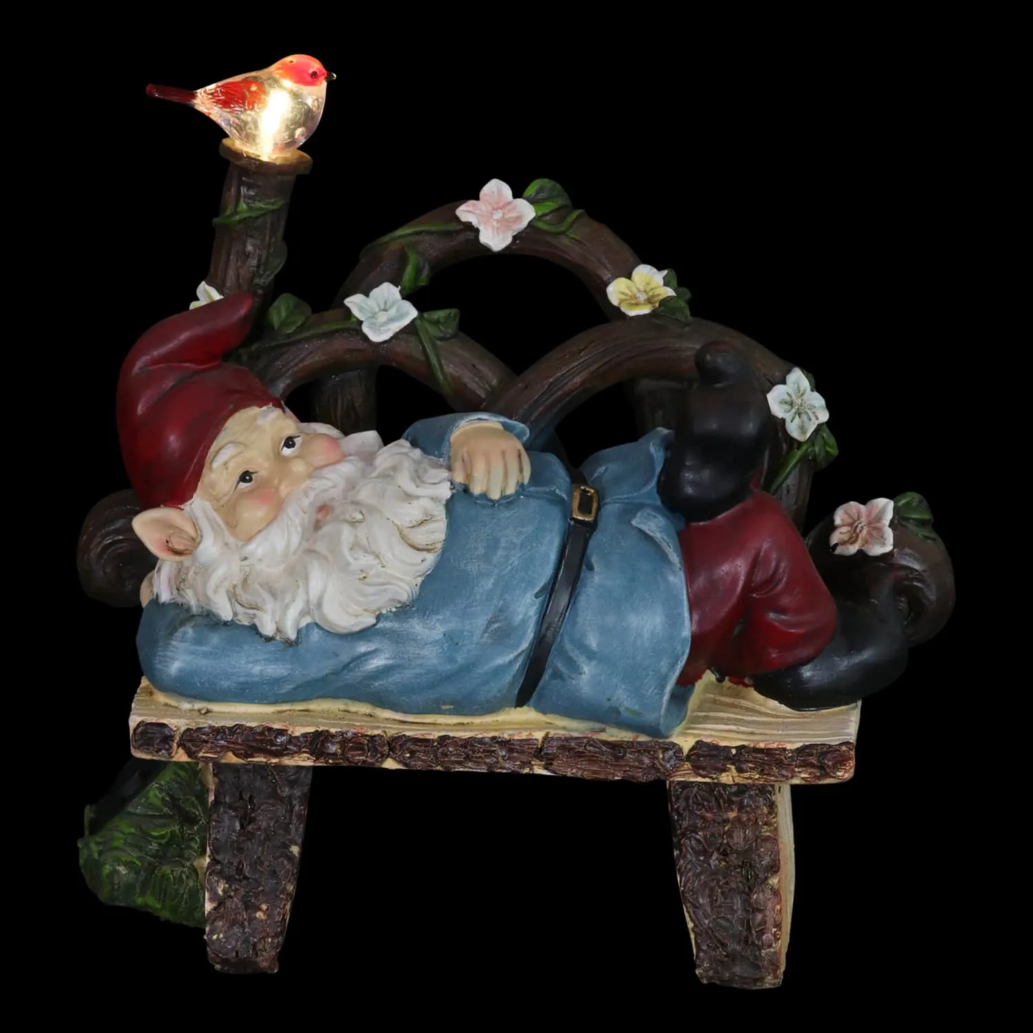 Solar Park Bench Pat Gnome Statuary, 10 Inch