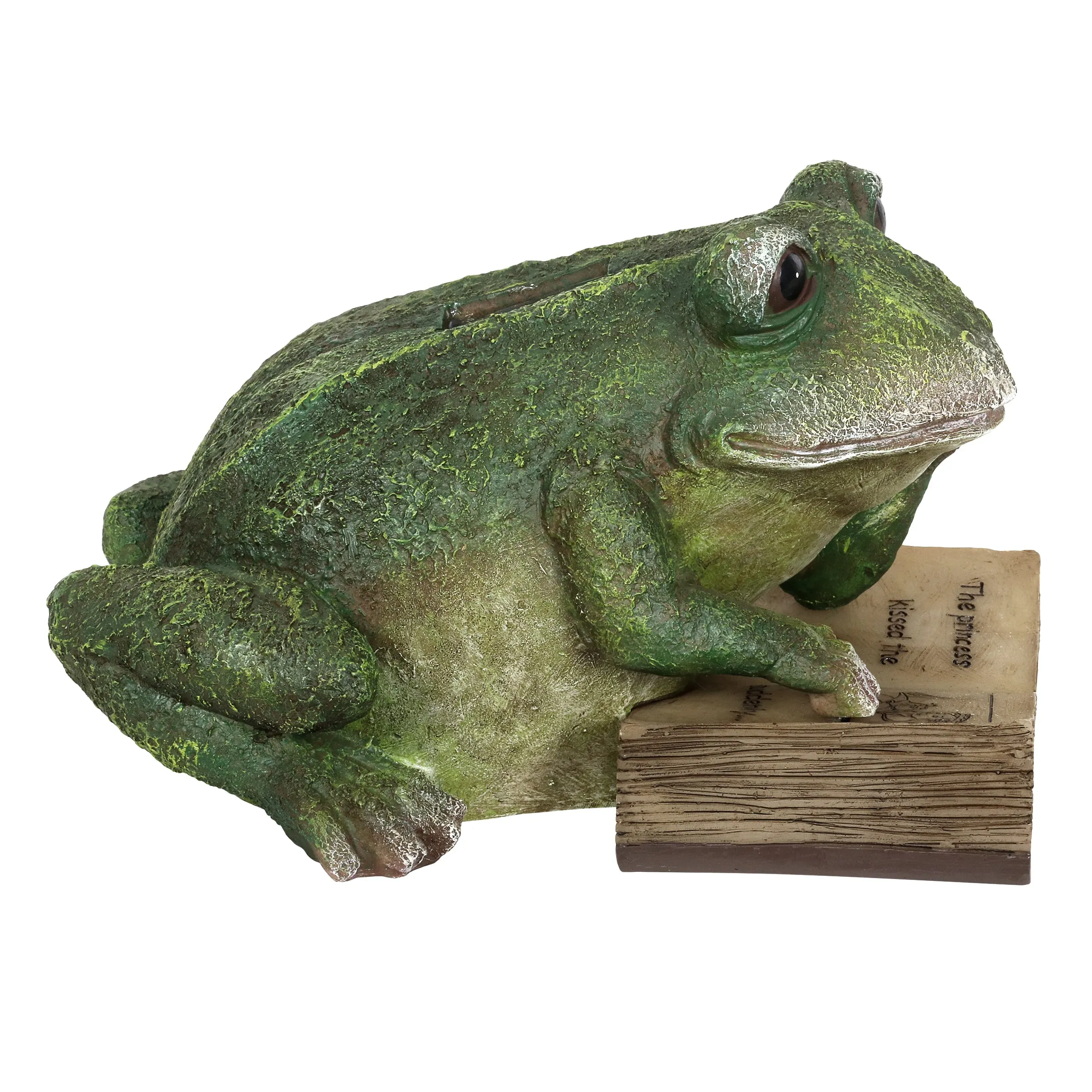 Solar Reading Frog with Book Garden Statue, 10 by 7 Inches