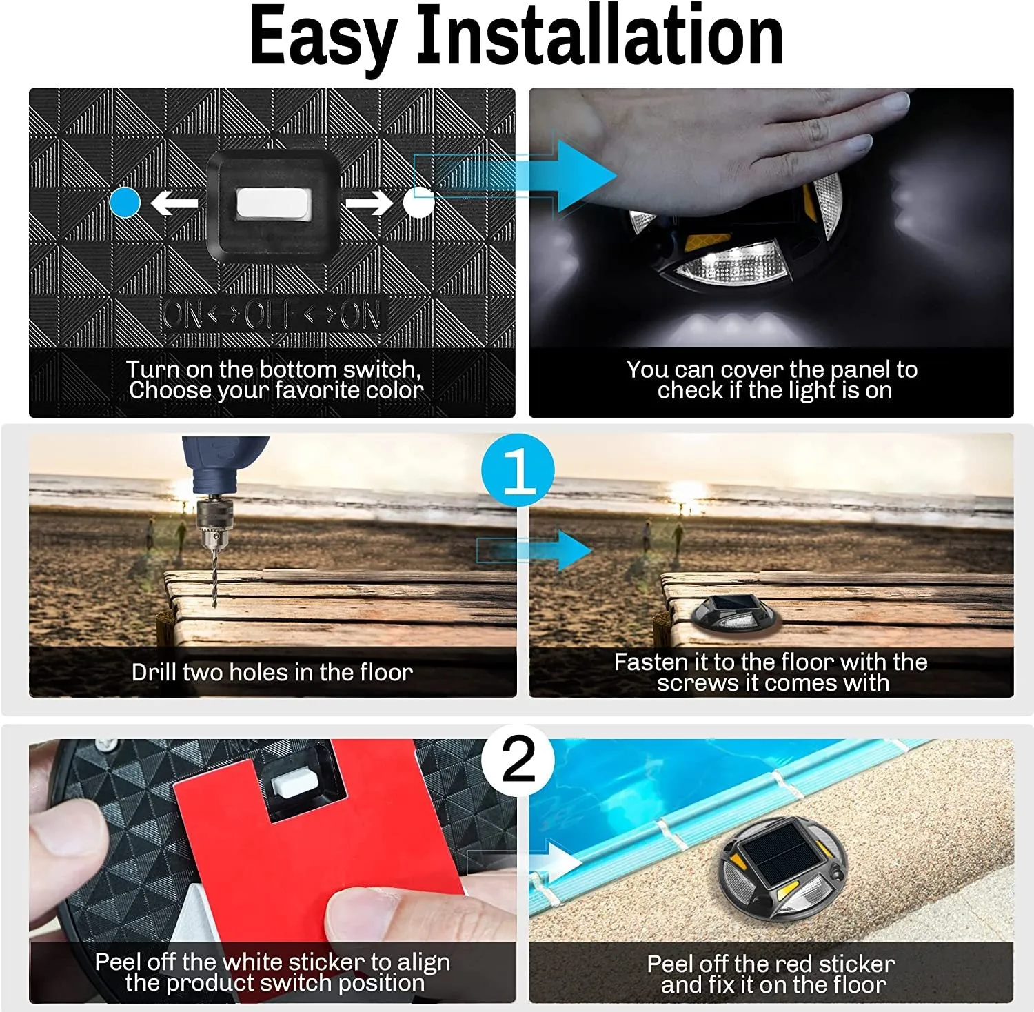 Solar Road Stud Lighting For Swimming Pool|Lane|Dock|Yard|Footstep|Garden