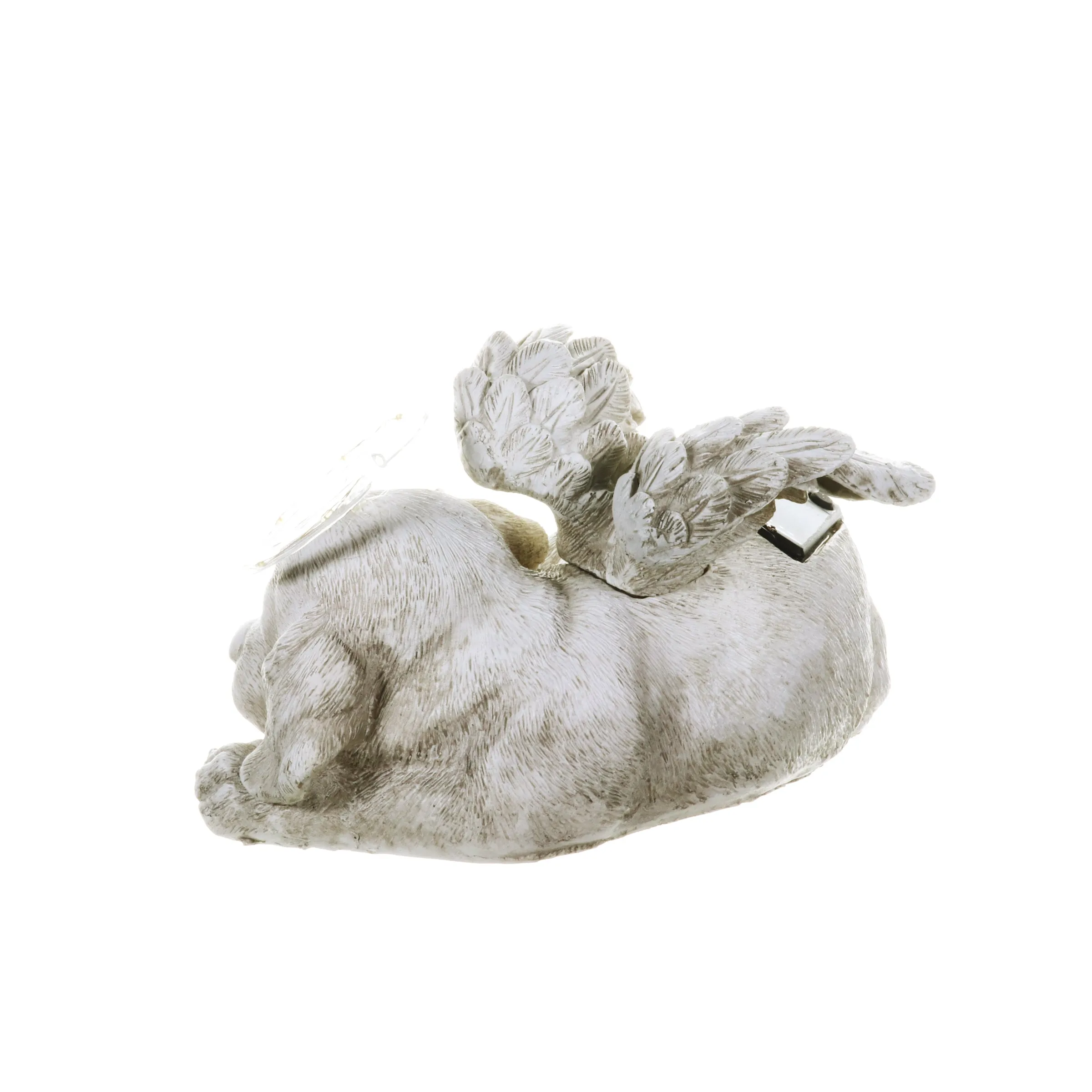 Solar Sleeping Dog with Halo and Angel Wings Memorial Garden Statue, 12 by 7 Inches