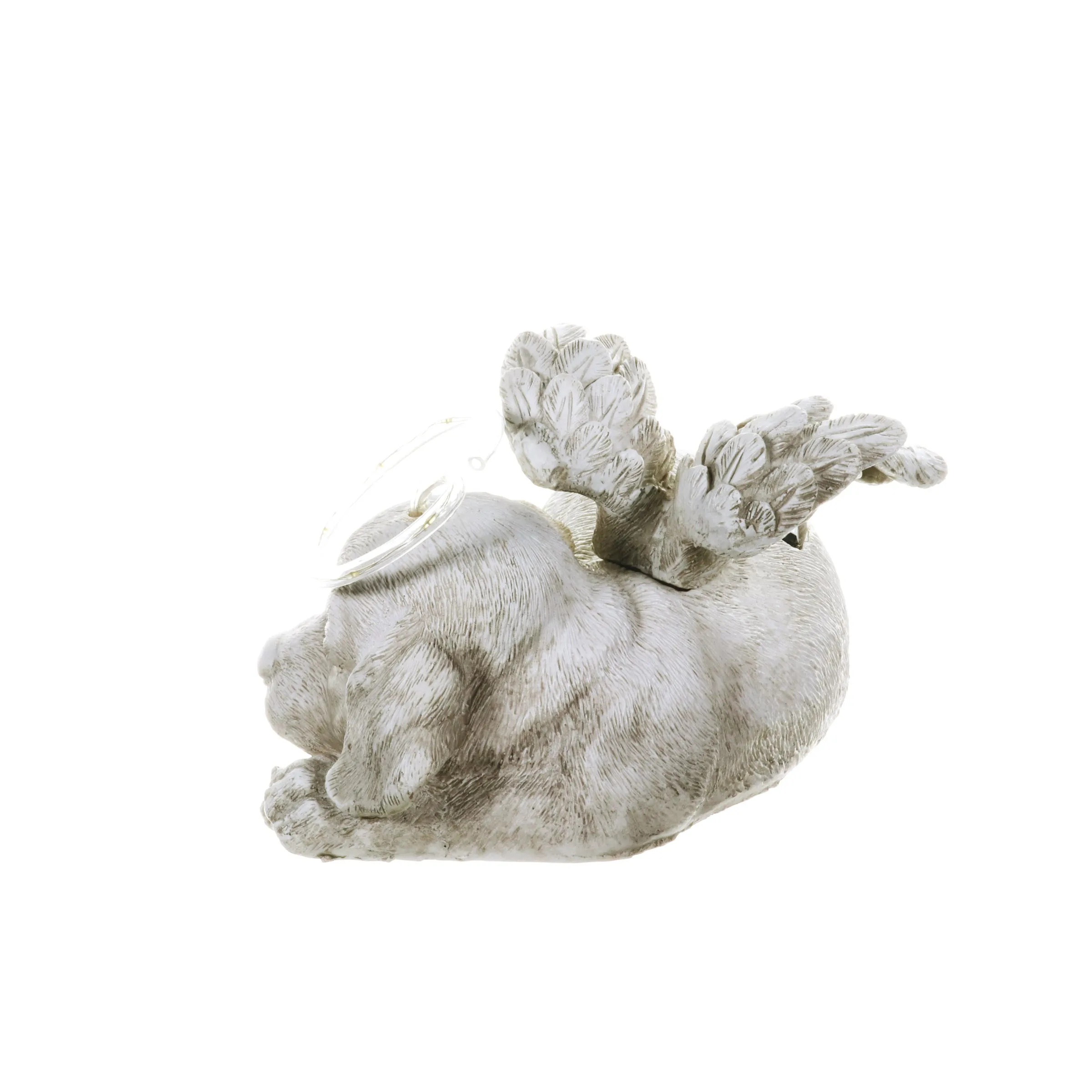 Solar Sleeping Dog with Halo and Angel Wings Memorial Garden Statue, 12 by 7 Inches