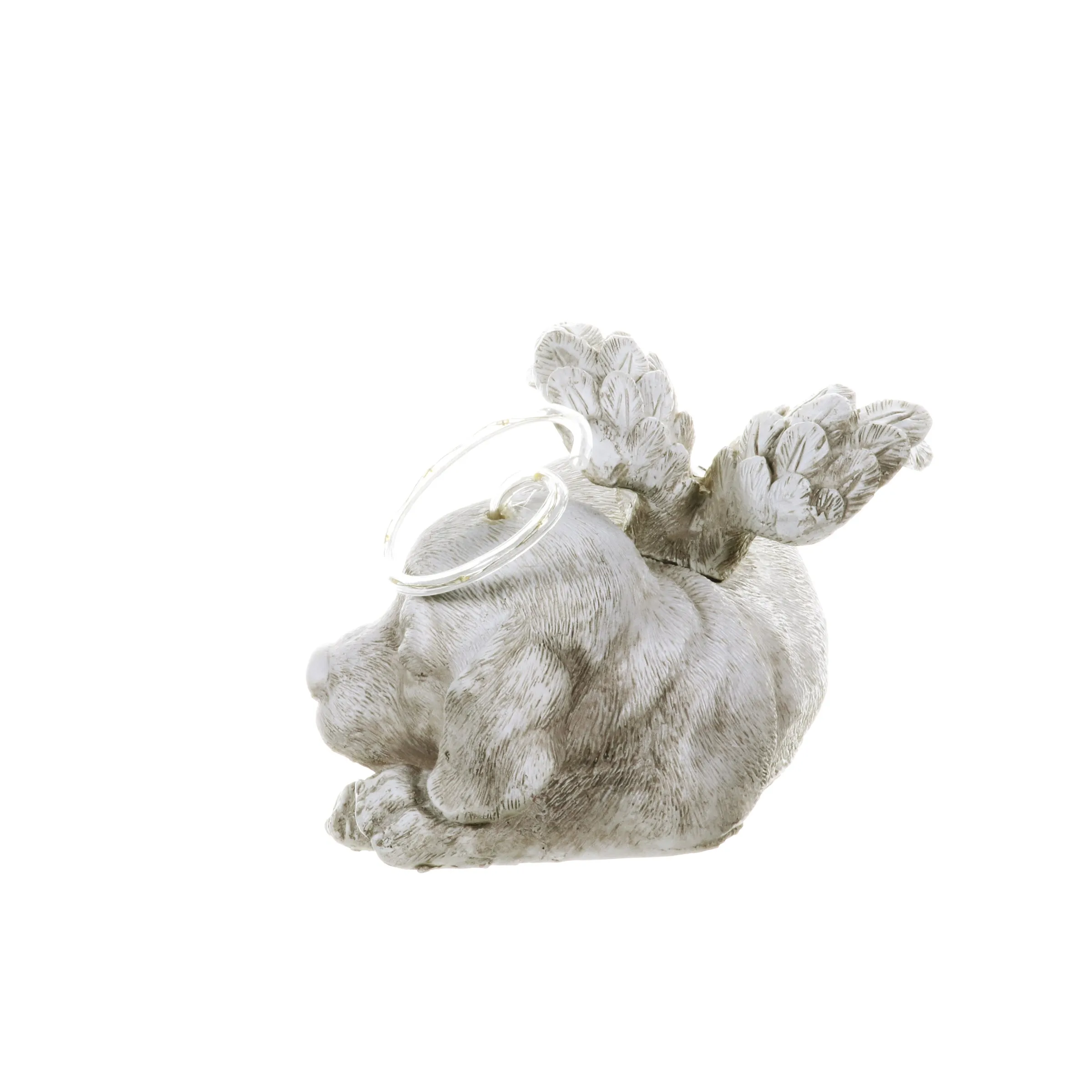 Solar Sleeping Dog with Halo and Angel Wings Memorial Garden Statue, 12 by 7 Inches