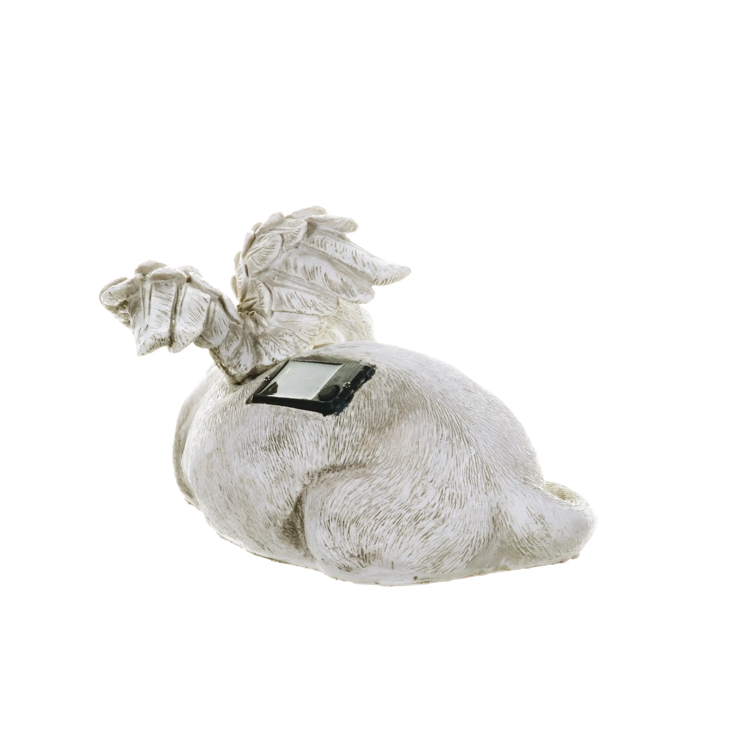 Solar Sleeping Dog with Halo and Angel Wings Memorial Garden Statue, 12 by 7 Inches