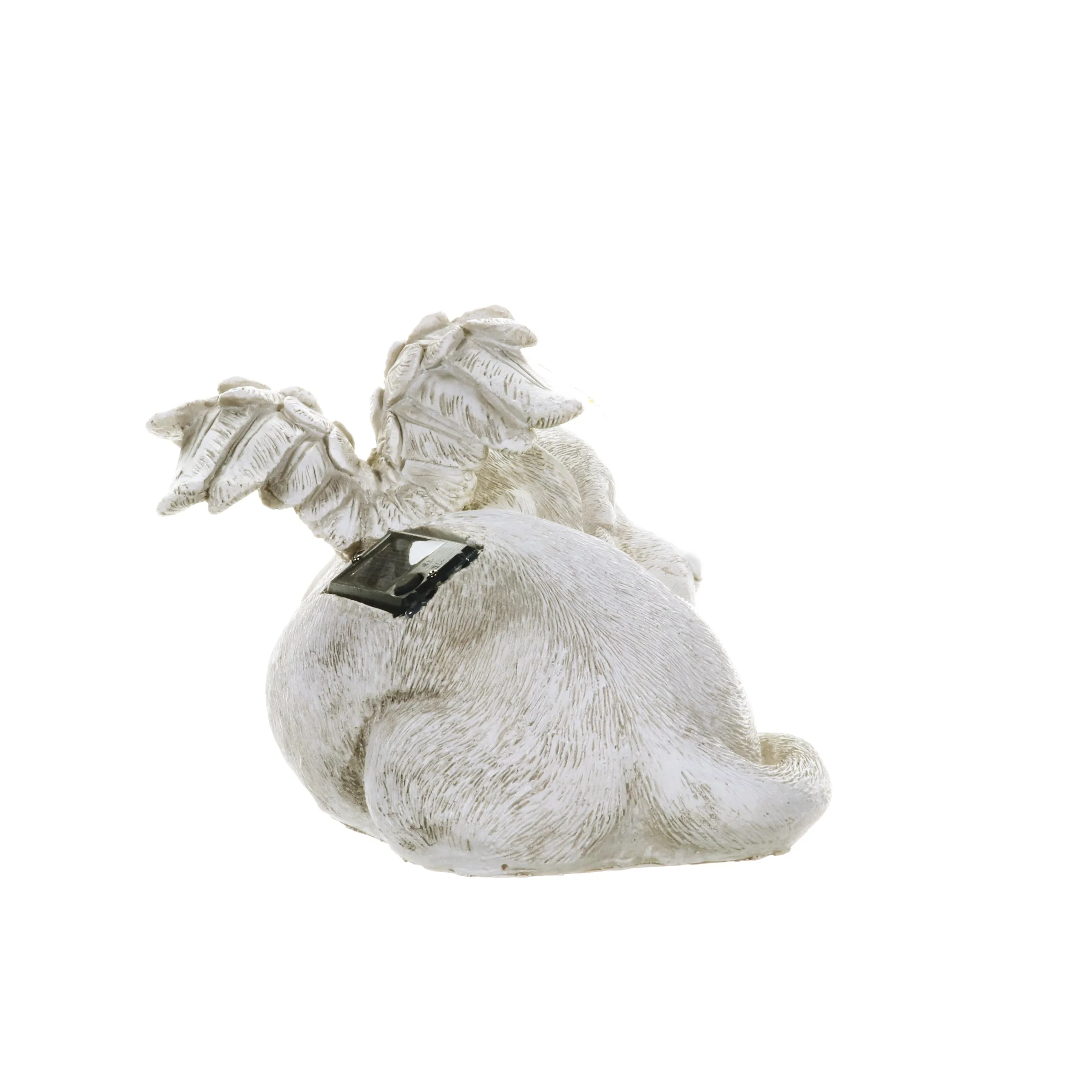 Solar Sleeping Dog with Halo and Angel Wings Memorial Garden Statue, 12 by 7 Inches