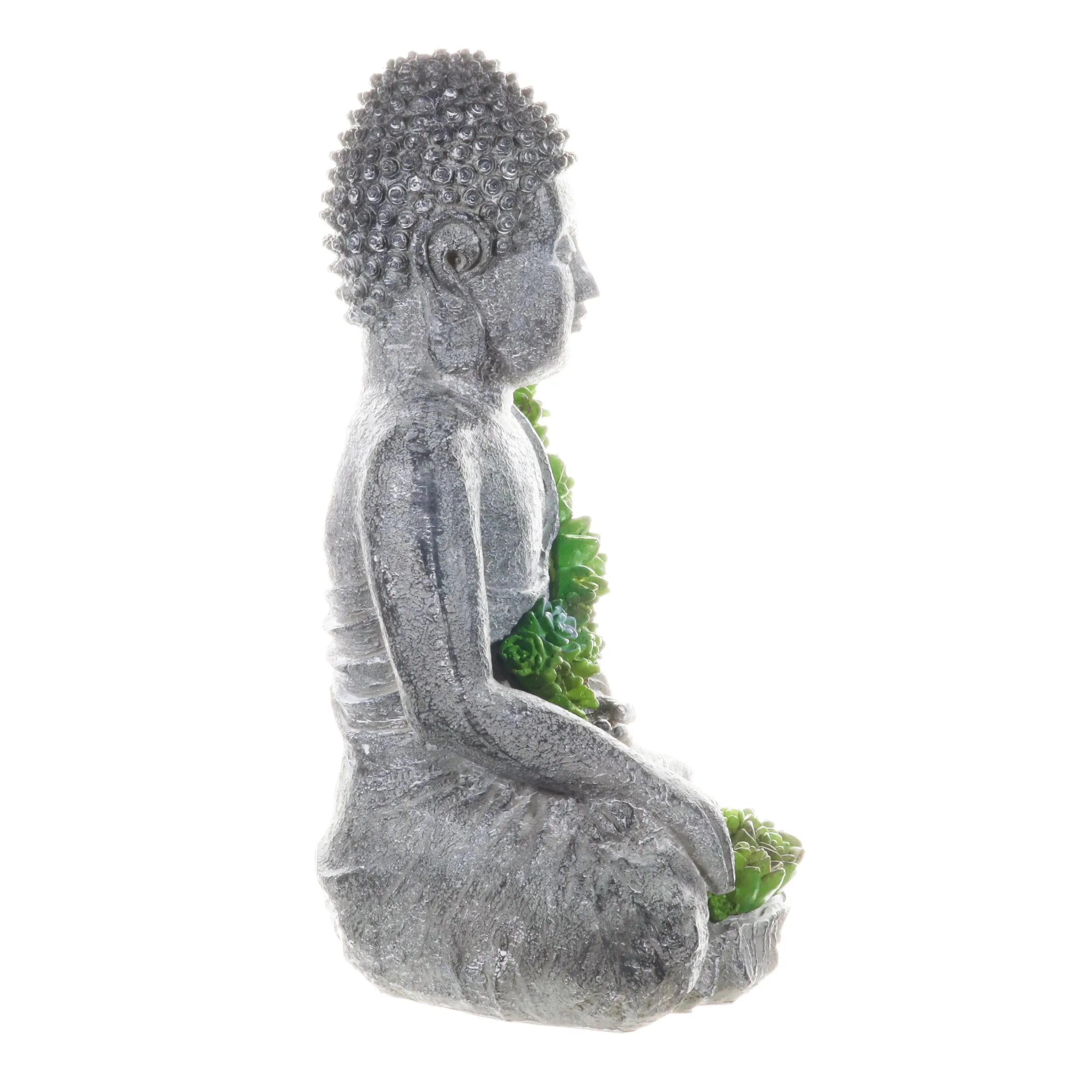Solar Succulent Adorned Buddha, 10 by 14 Inches