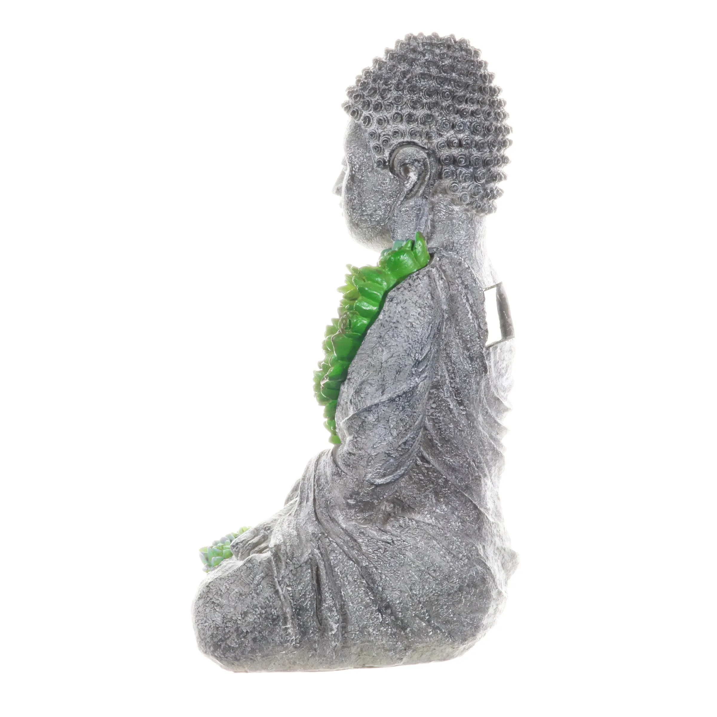 Solar Succulent Adorned Buddha, 10 by 14 Inches